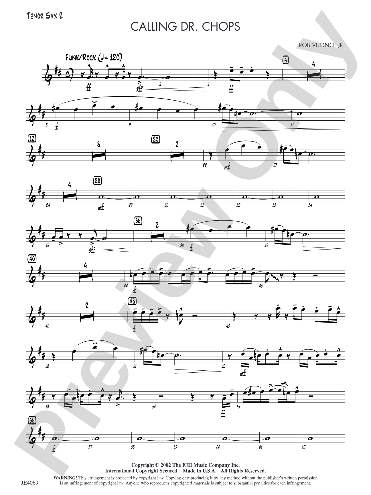 Calling Dr. Chops: Tenor Sax 2