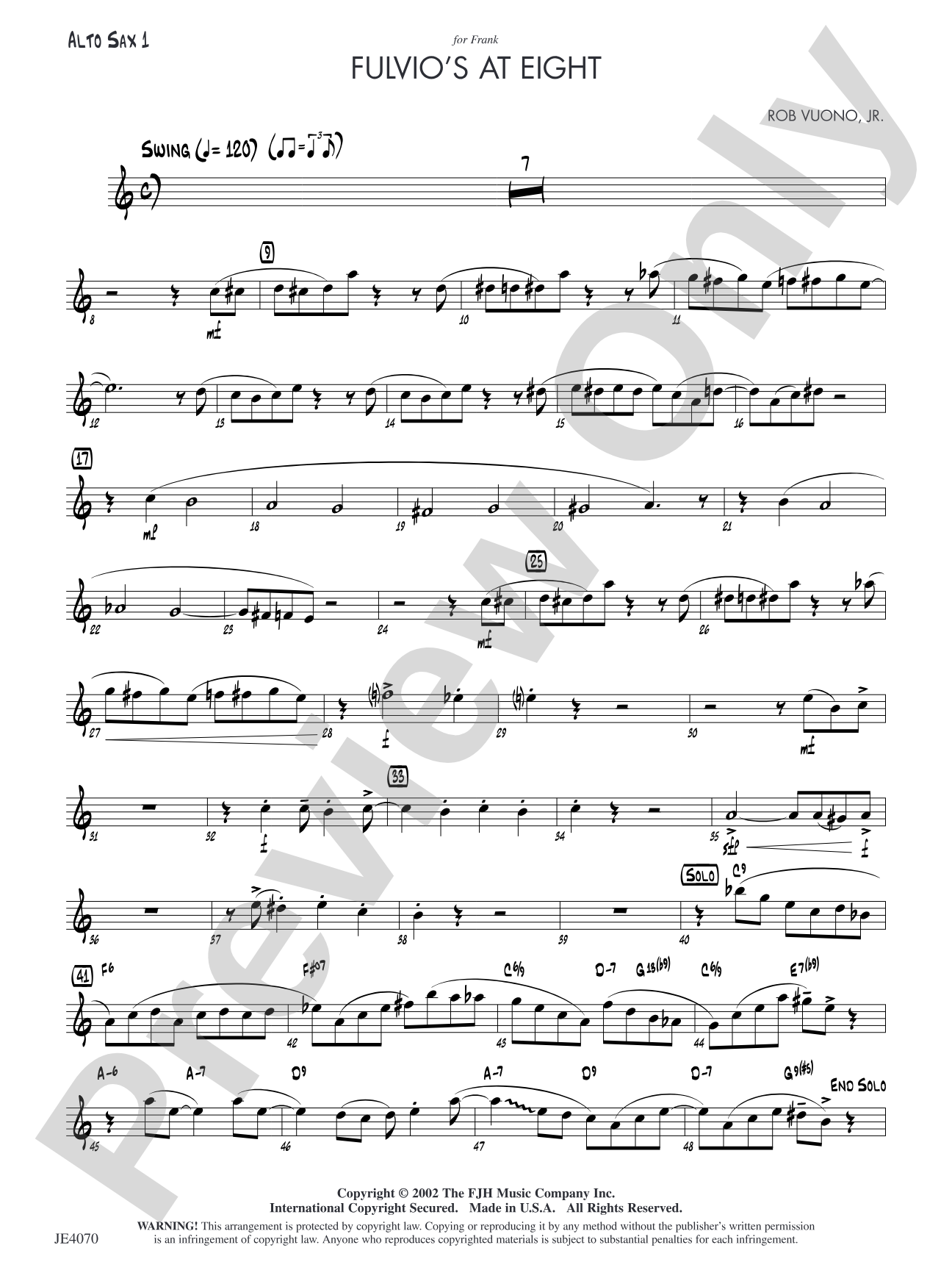 Fulvio's at Eight: Alto Sax 1