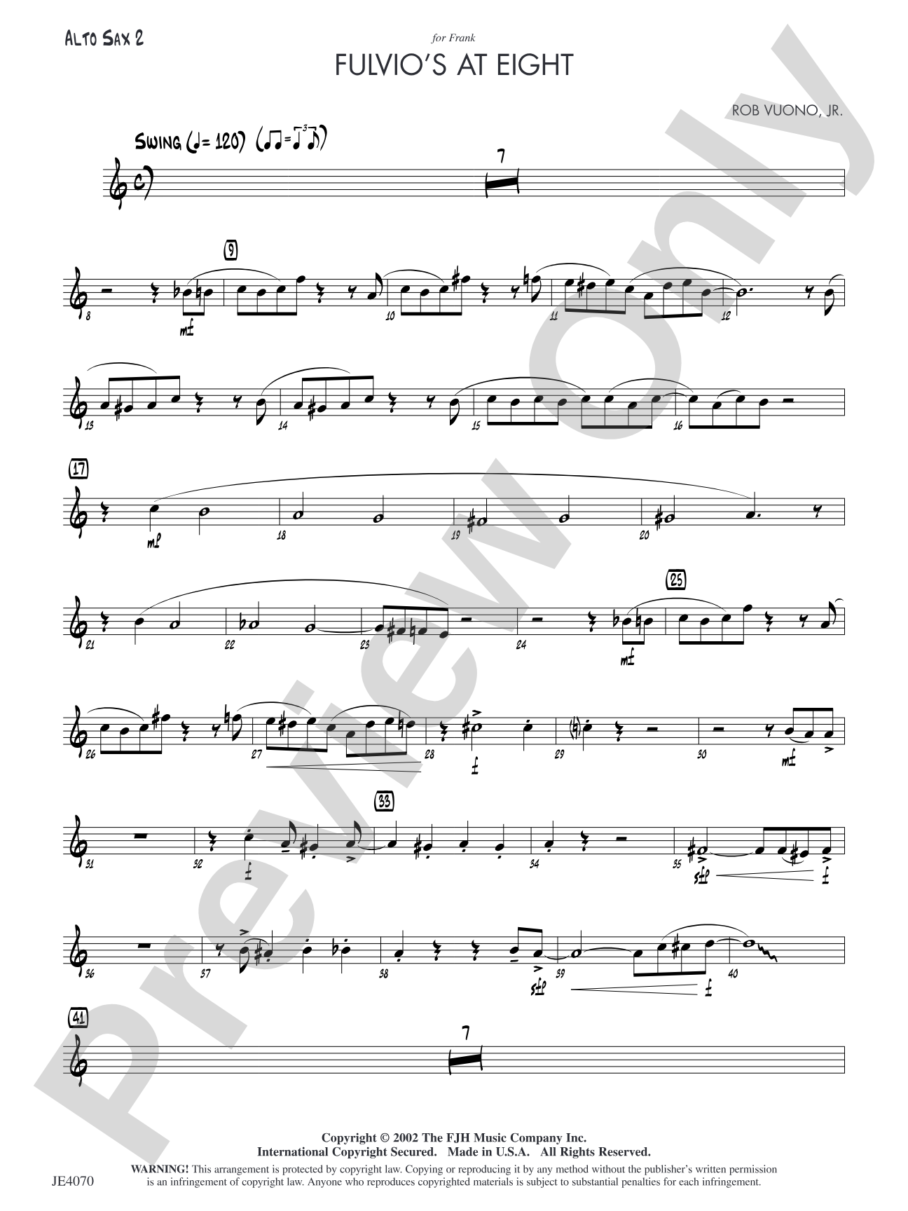 Fulvio's at Eight: Alto Sax 2