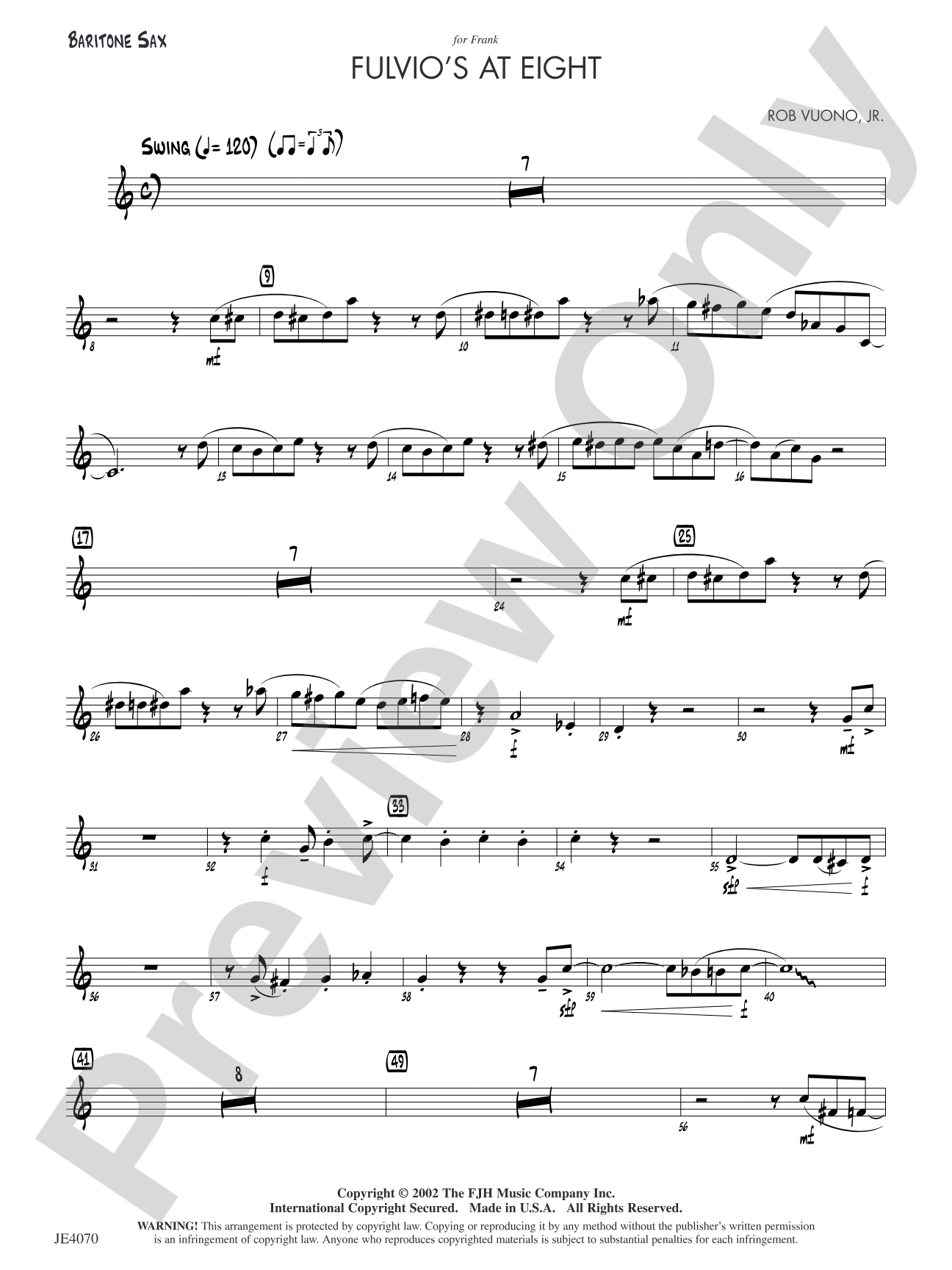 Fulvio's at Eight: Baritone Sax