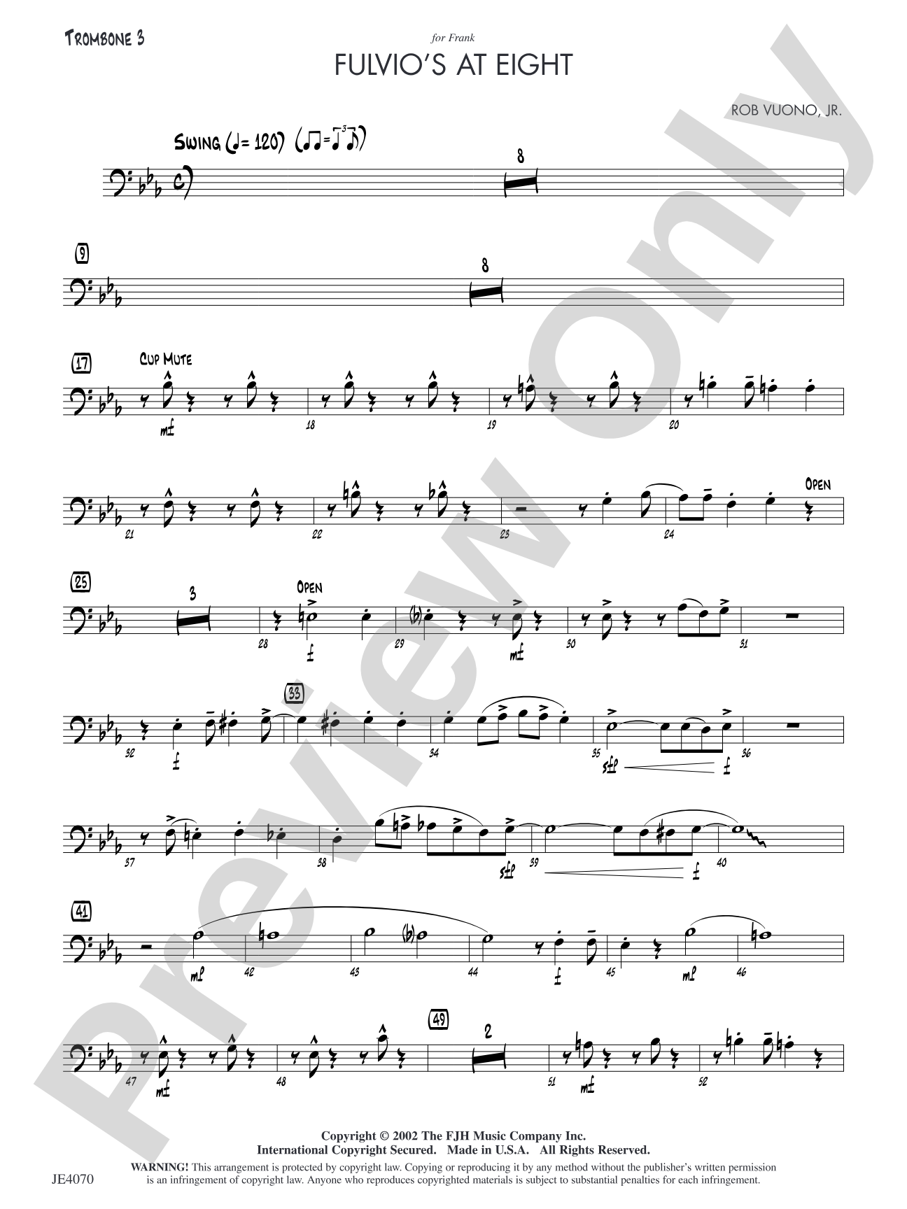 Fulvio's at Eight: Optional Trombone 3
