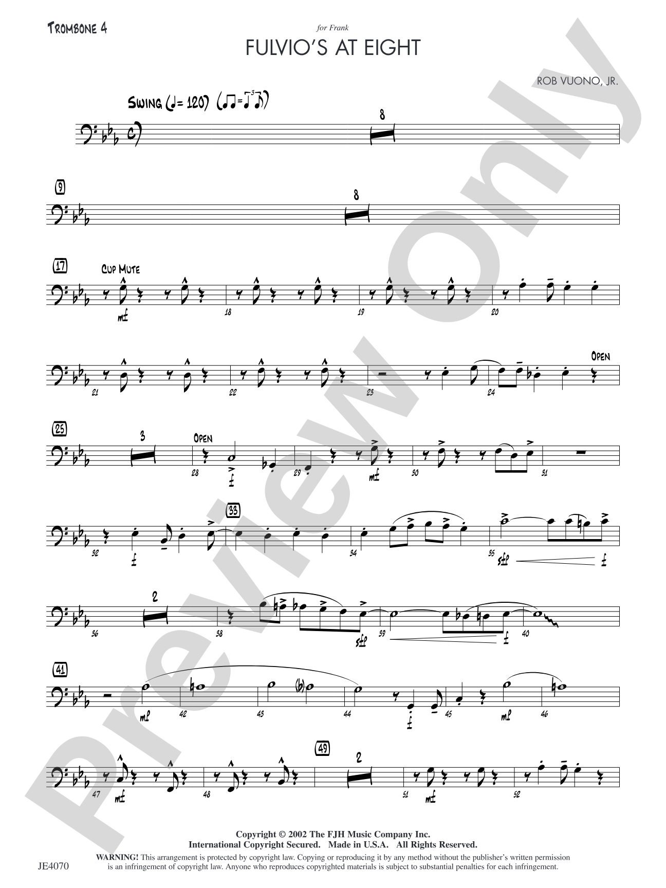 Fulvio's at Eight: Optional Trombone 4