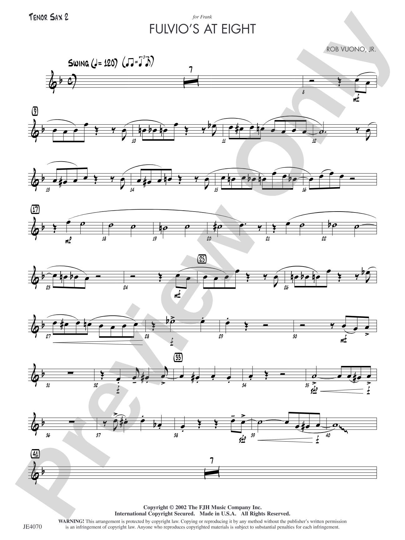 Fulvio's at Eight: Tenor Sax 2