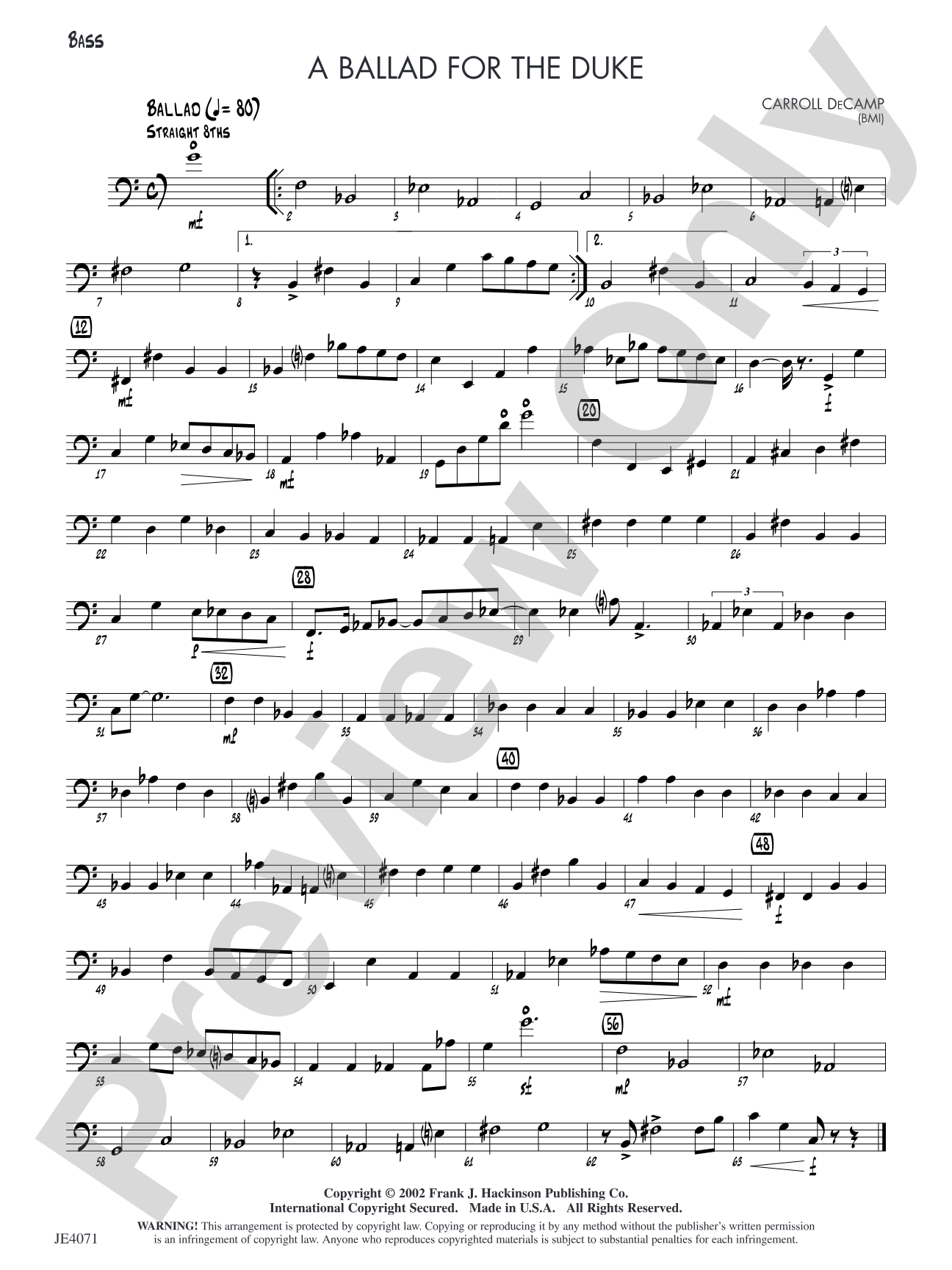 A Ballad for the Duke: Bass