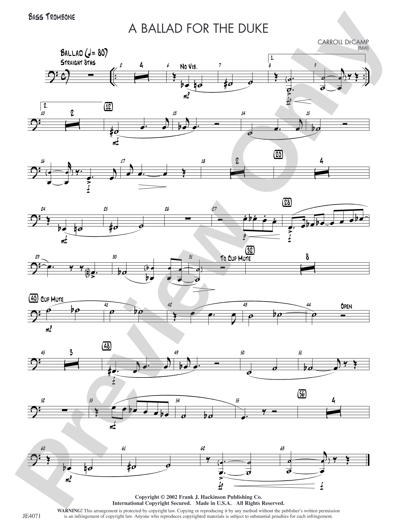 A Ballad for the Duke: Bass Trombone