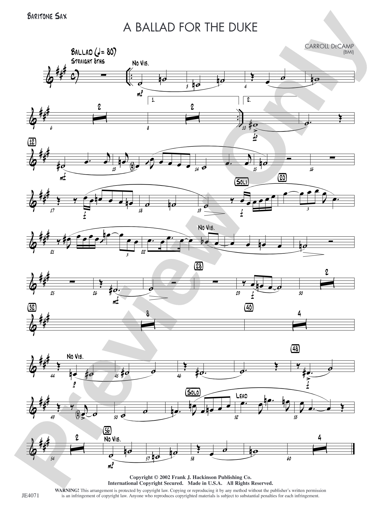 A Ballad for the Duke: Baritone Sax