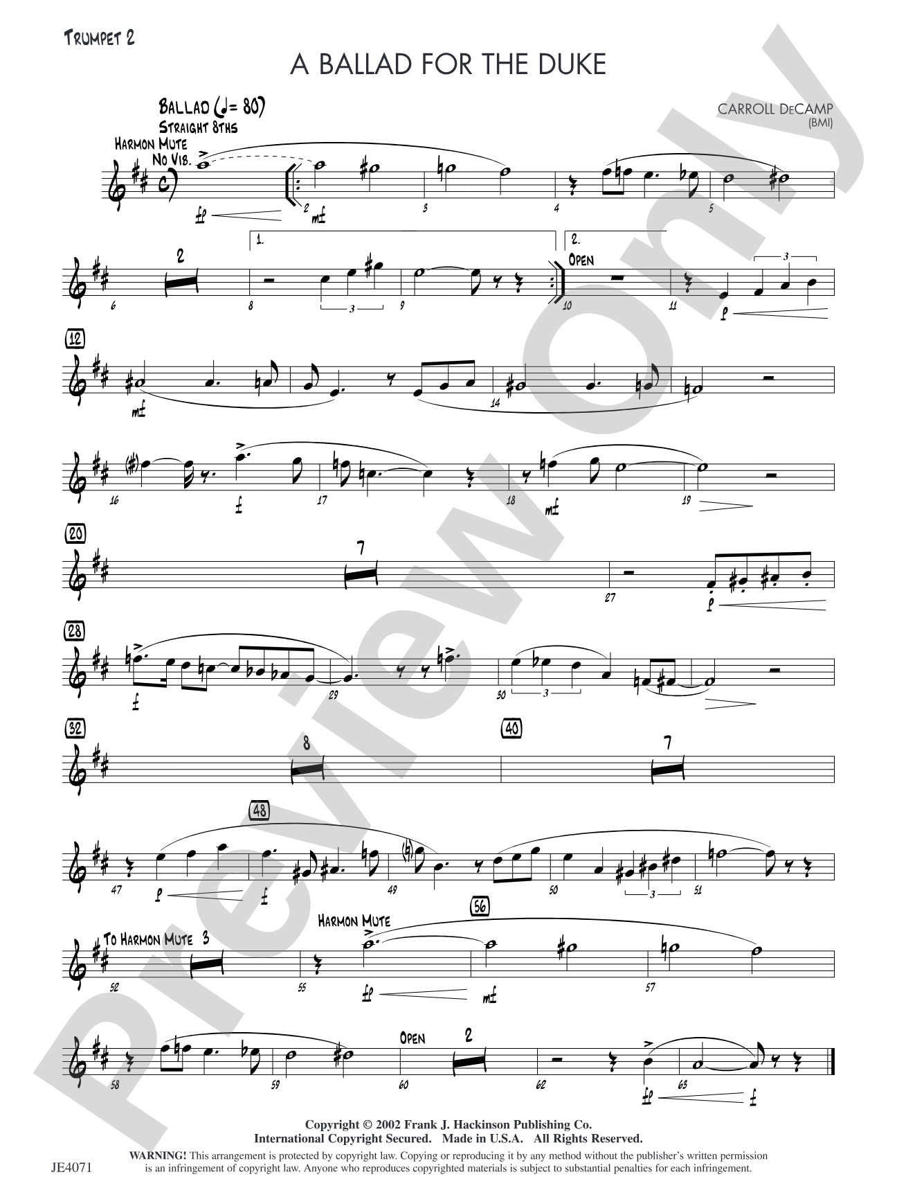 A Ballad for the Duke: Trumpet 2