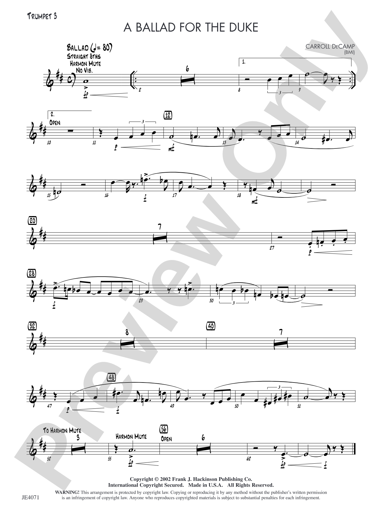 A Ballad for the Duke: Trumpet 3