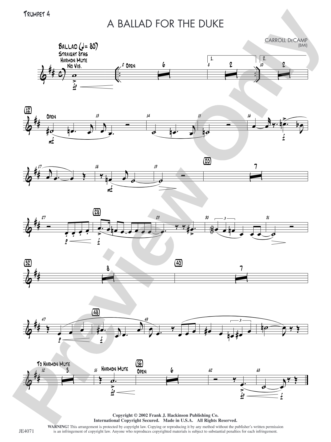 A Ballad for the Duke: Trumpet 4