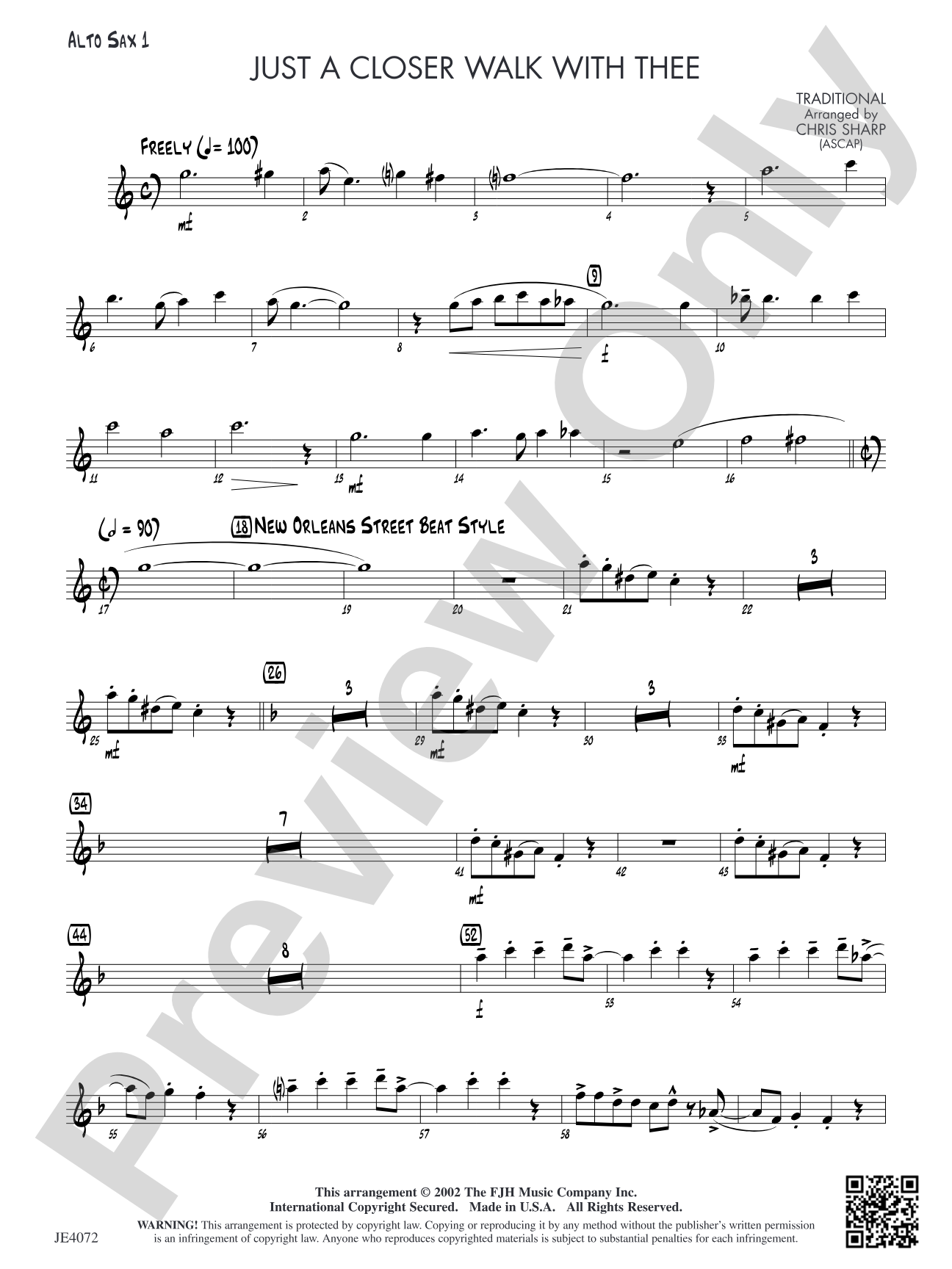 Just a Closer Walk with Thee: Alto Sax 1