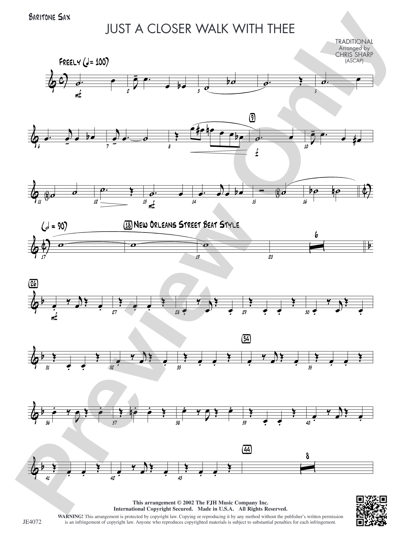 Just a Closer Walk with Thee: Baritone Sax