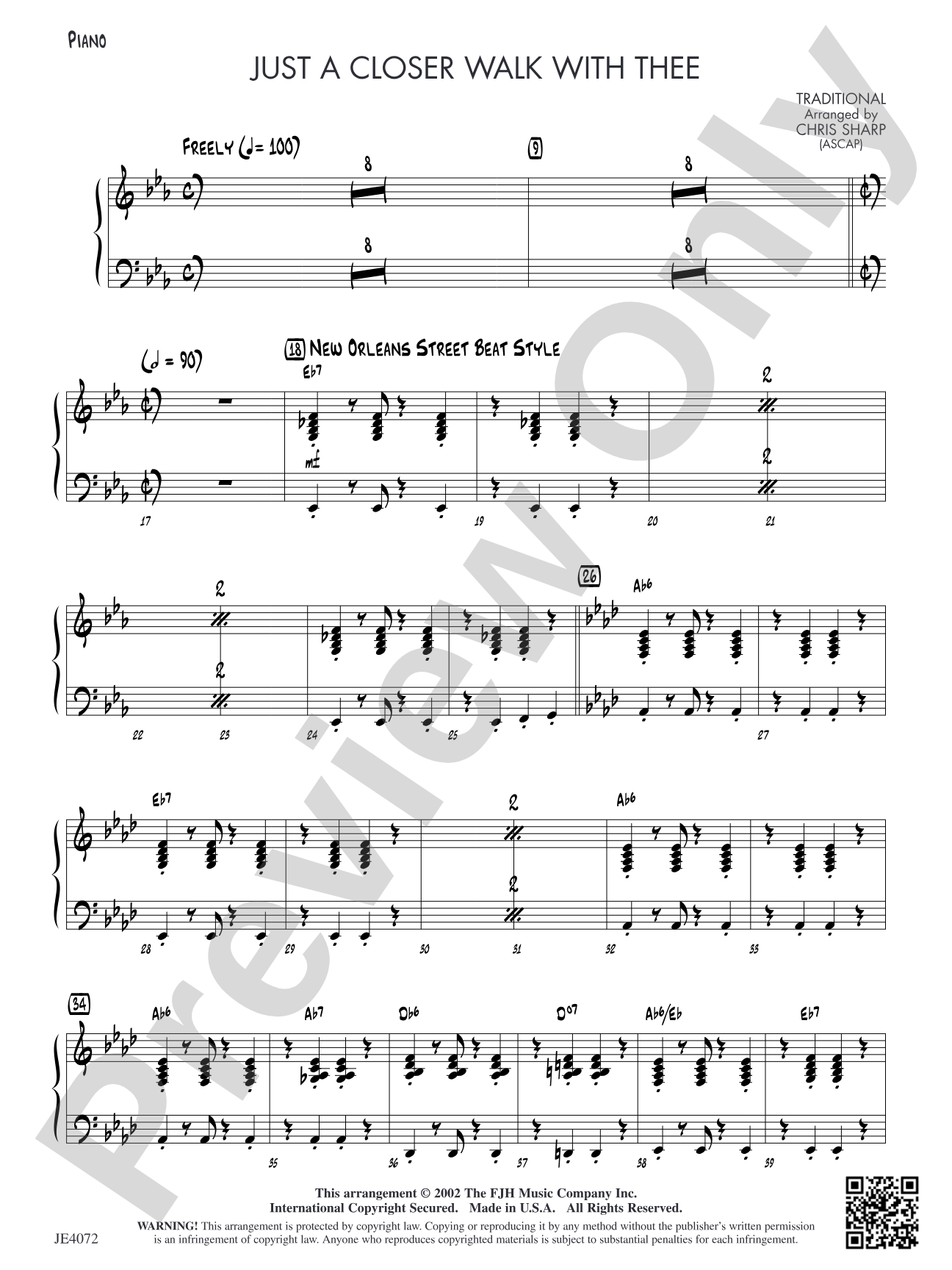 Just a Closer Walk with Thee: Piano
