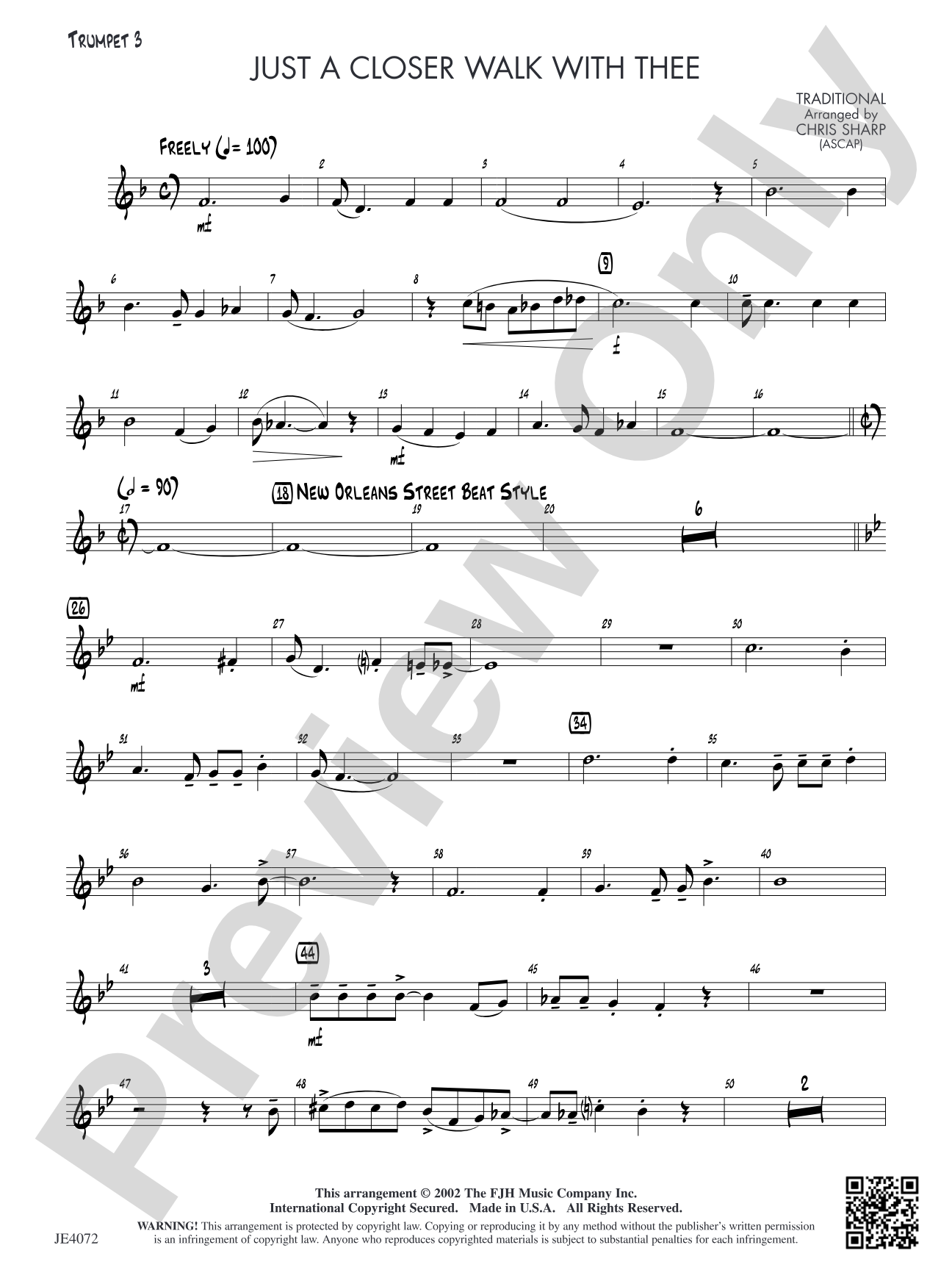 Just a Closer Walk with Thee: Trumpet 3