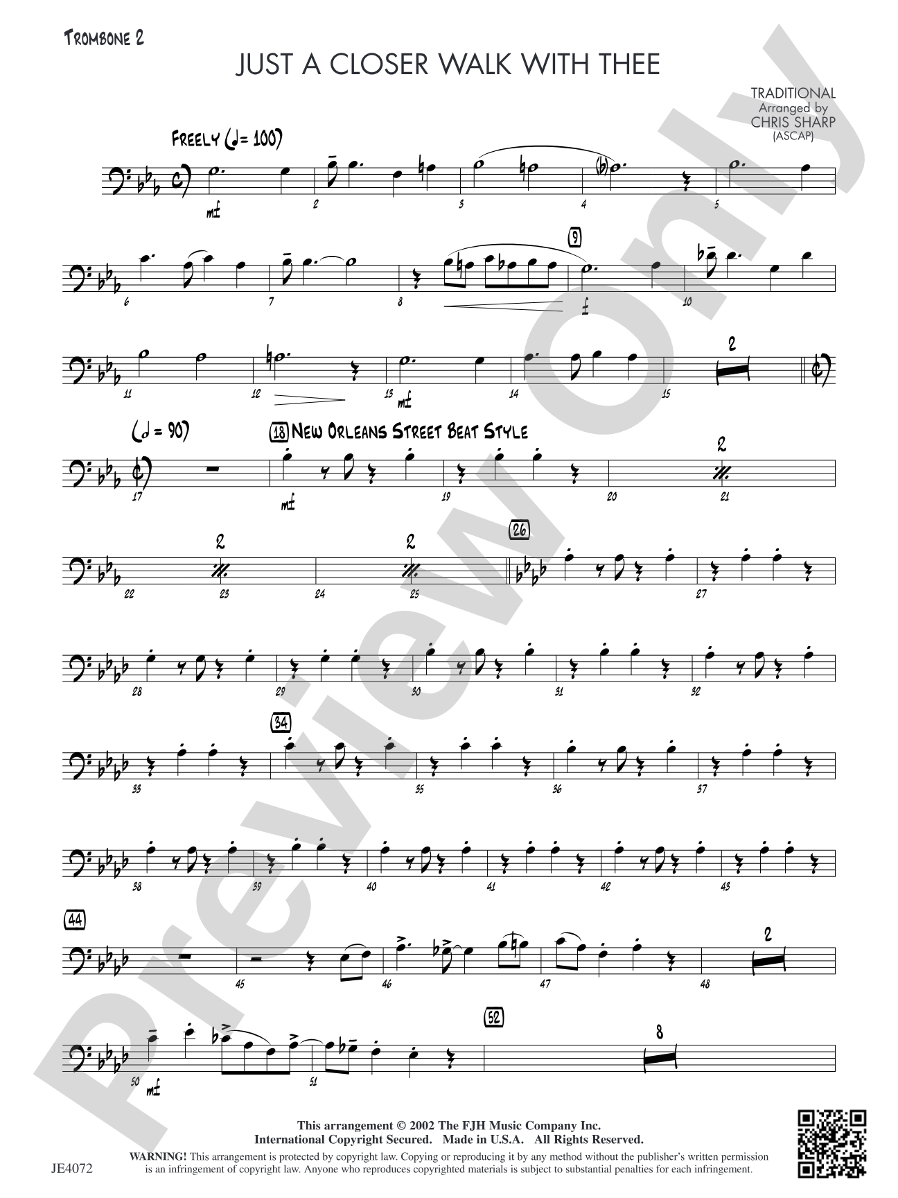 Just a Closer Walk with Thee: Trombone 2