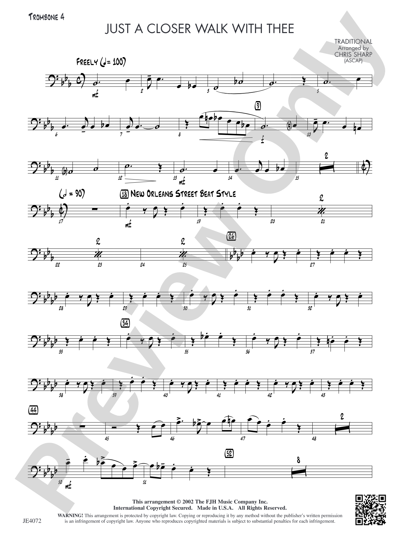 Just a Closer Walk with Thee: Trombone 4