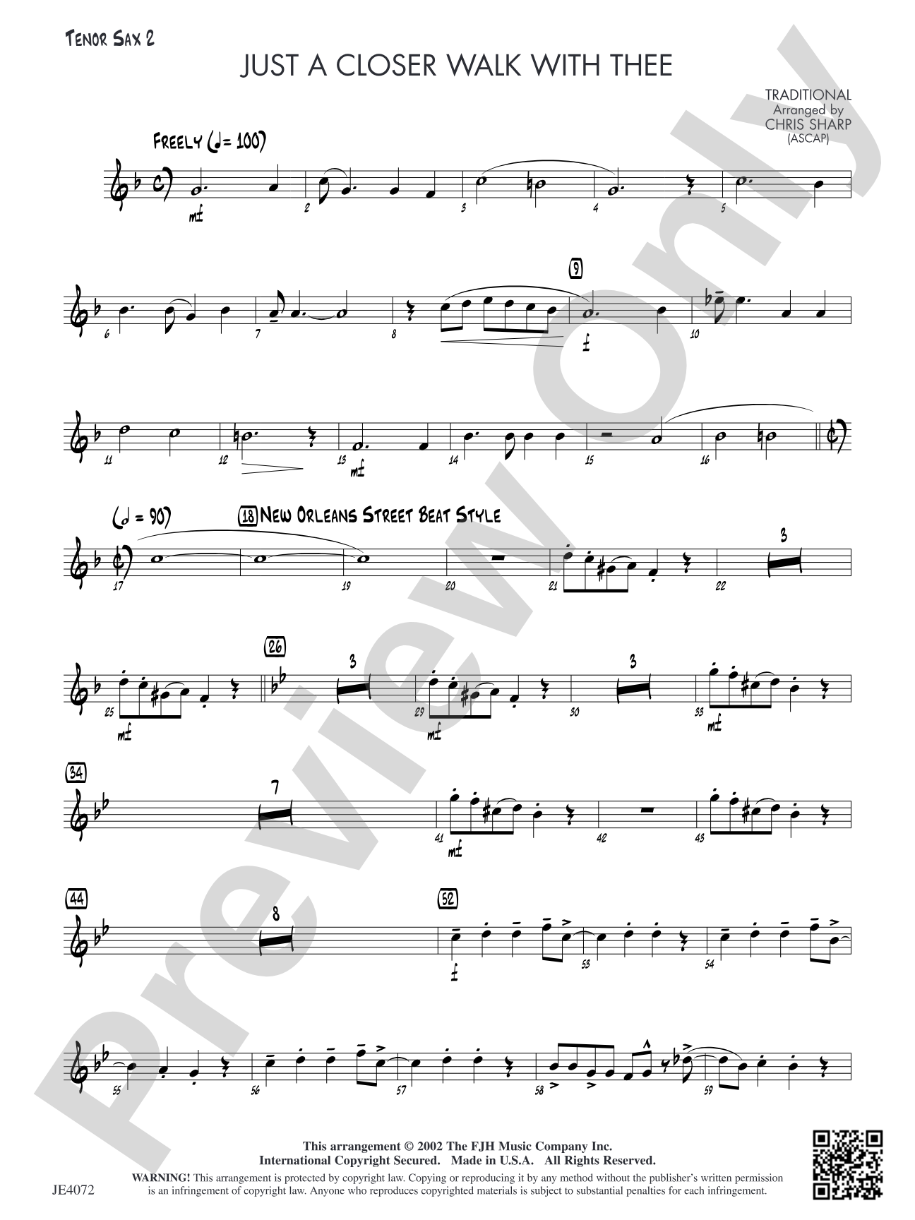 Just a Closer Walk with Thee: Tenor Sax 2