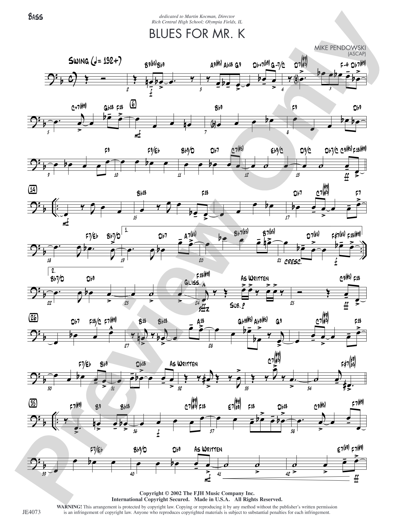 Blues for Mr. K: Bass