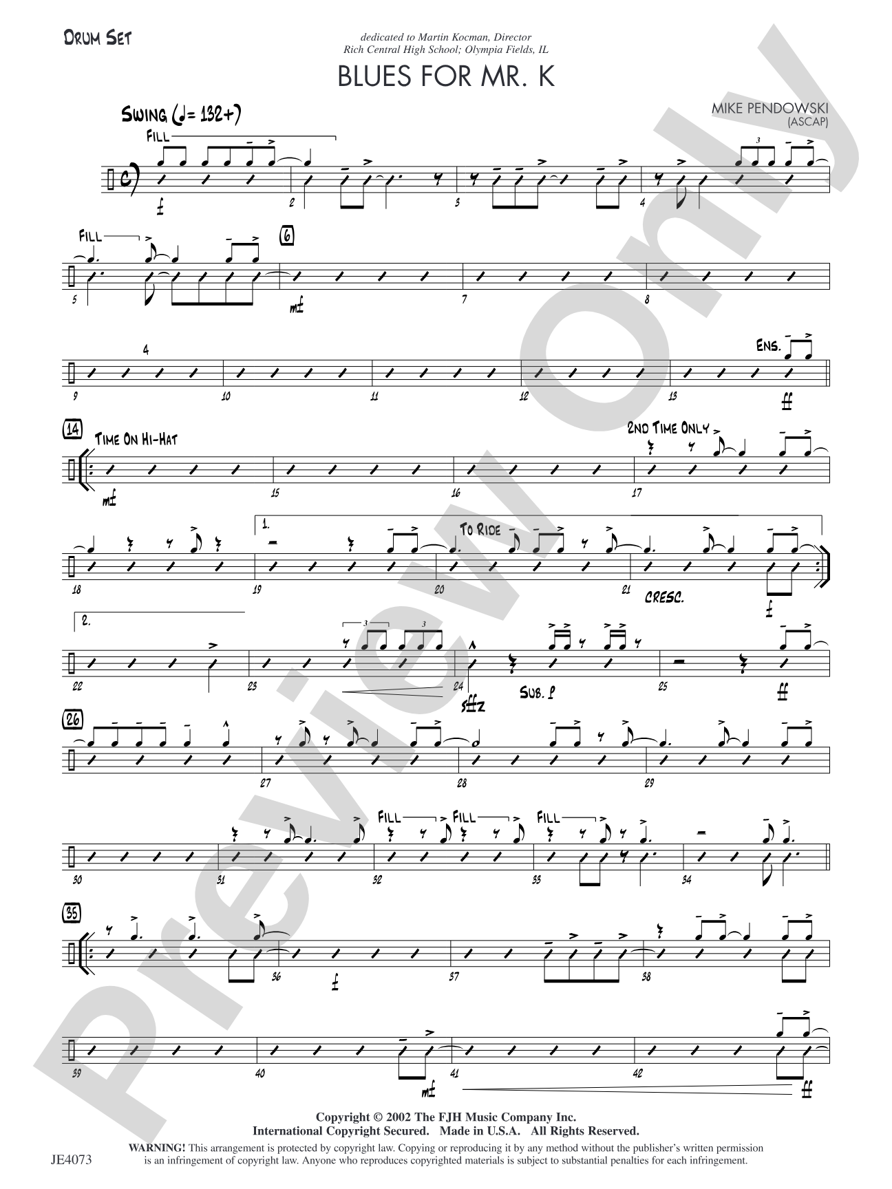 Blues for Mr. K: Drum Set