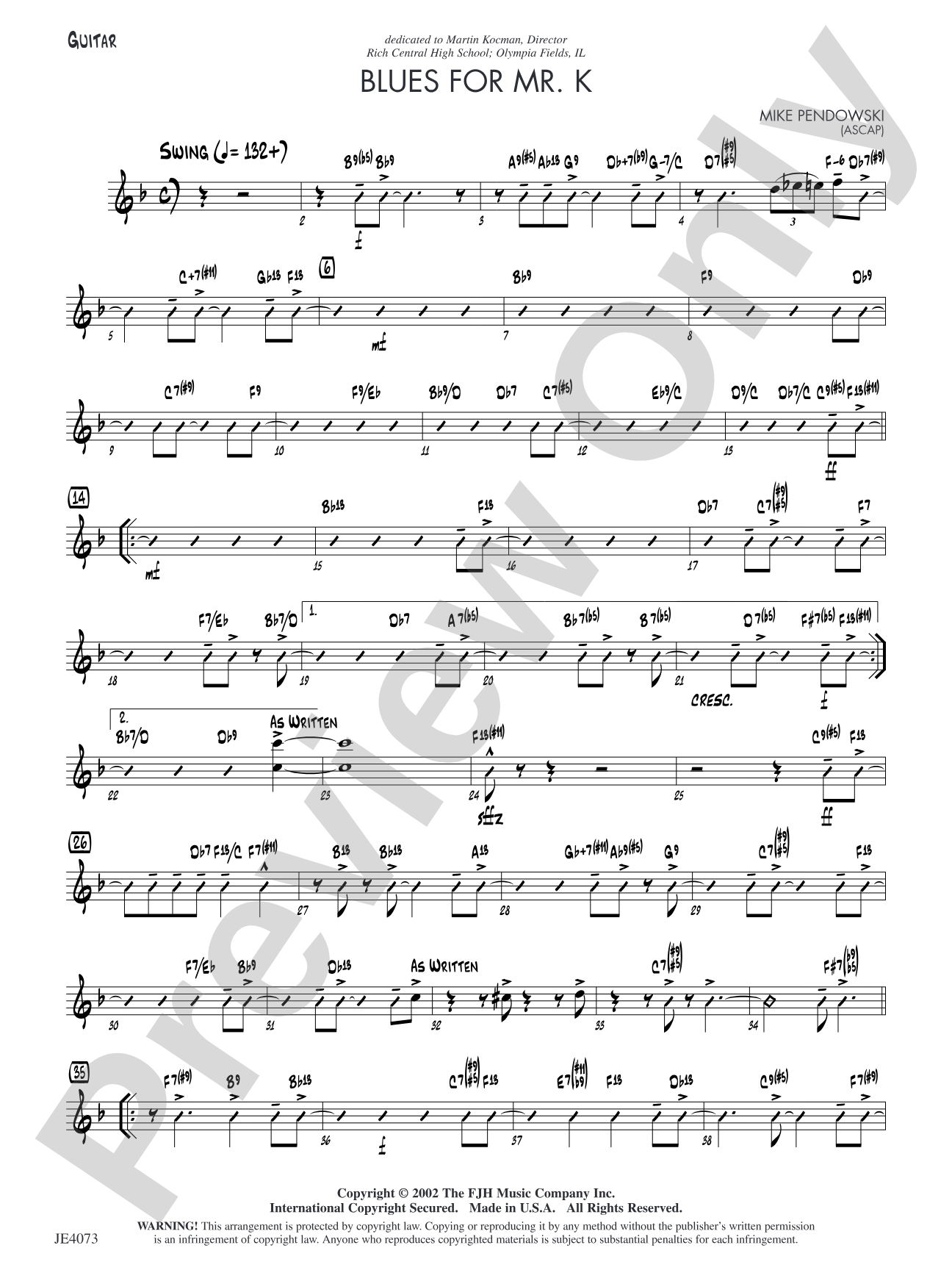 Blues for Mr. K: Guitar