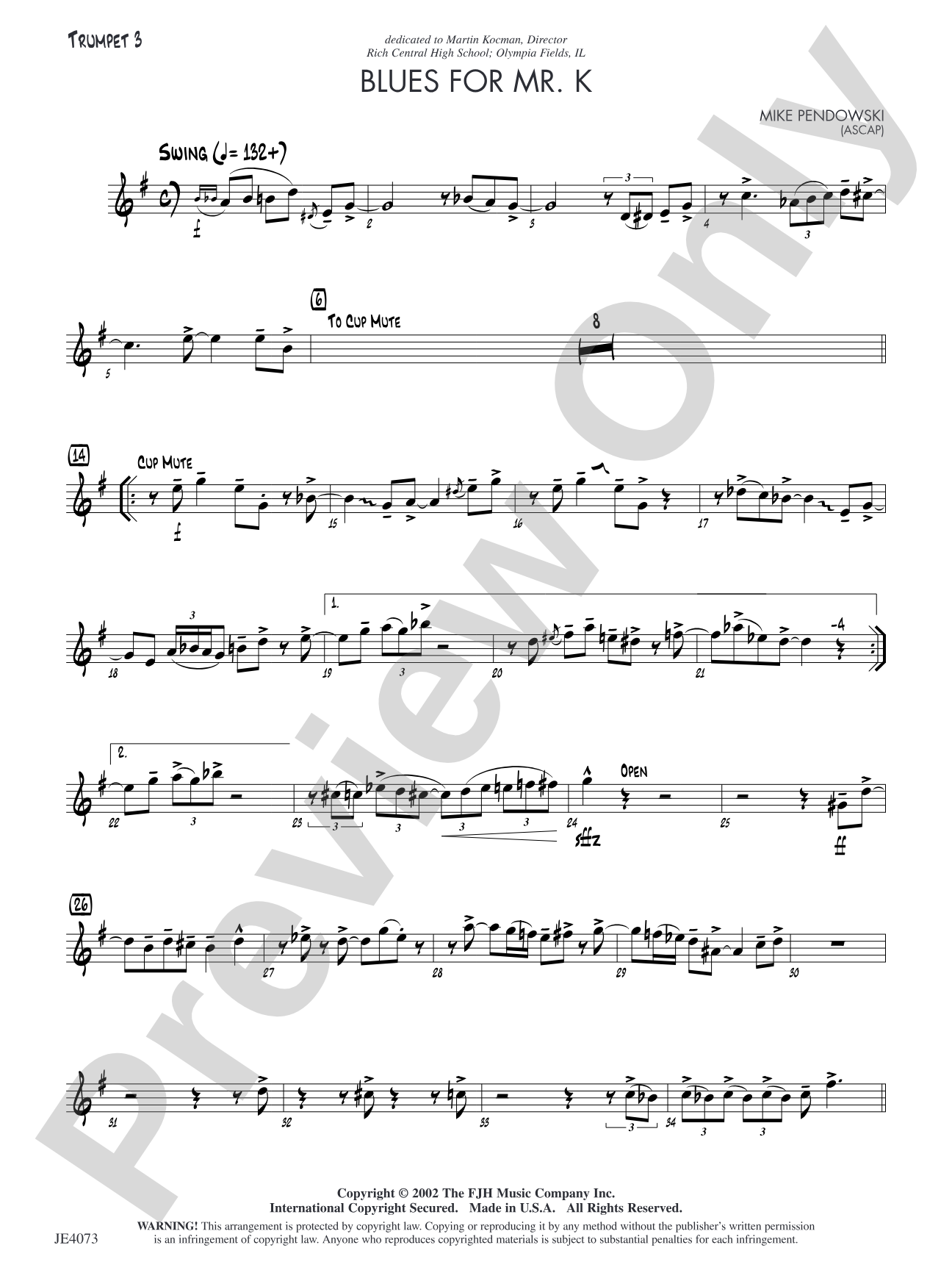 Blues for Mr. K: Trumpet 3