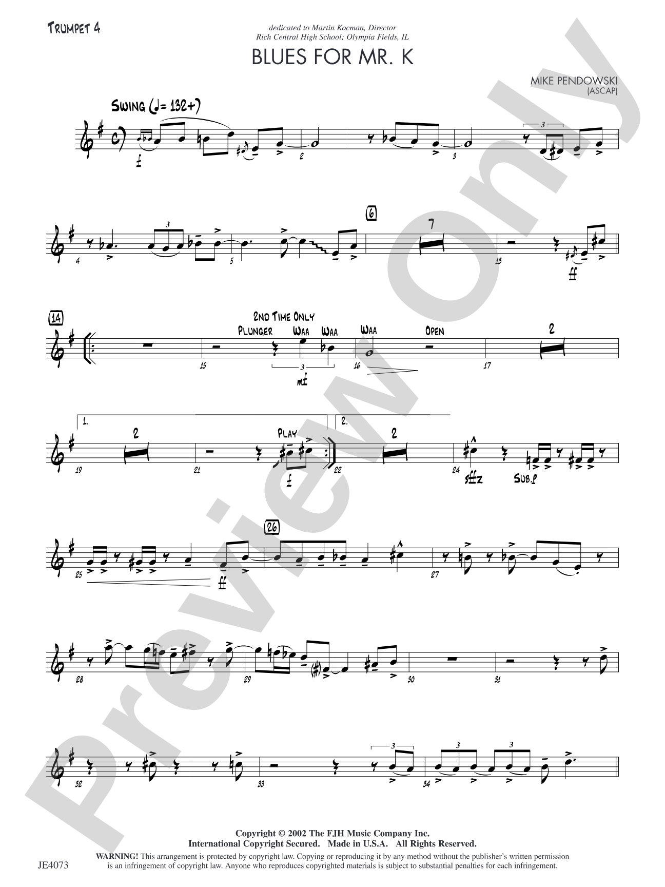 Blues for Mr. K: Trumpet 4