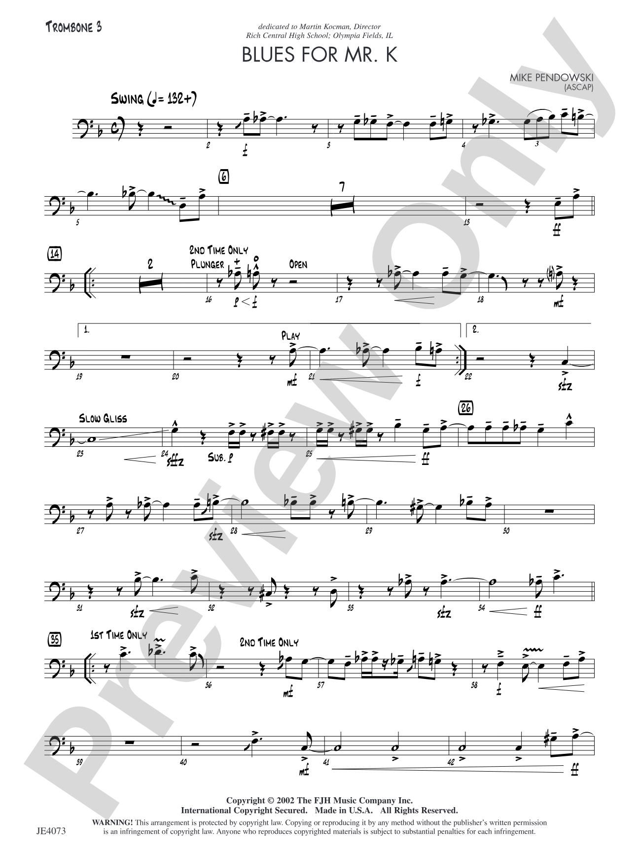 Blues for Mr. K: Trombone 3