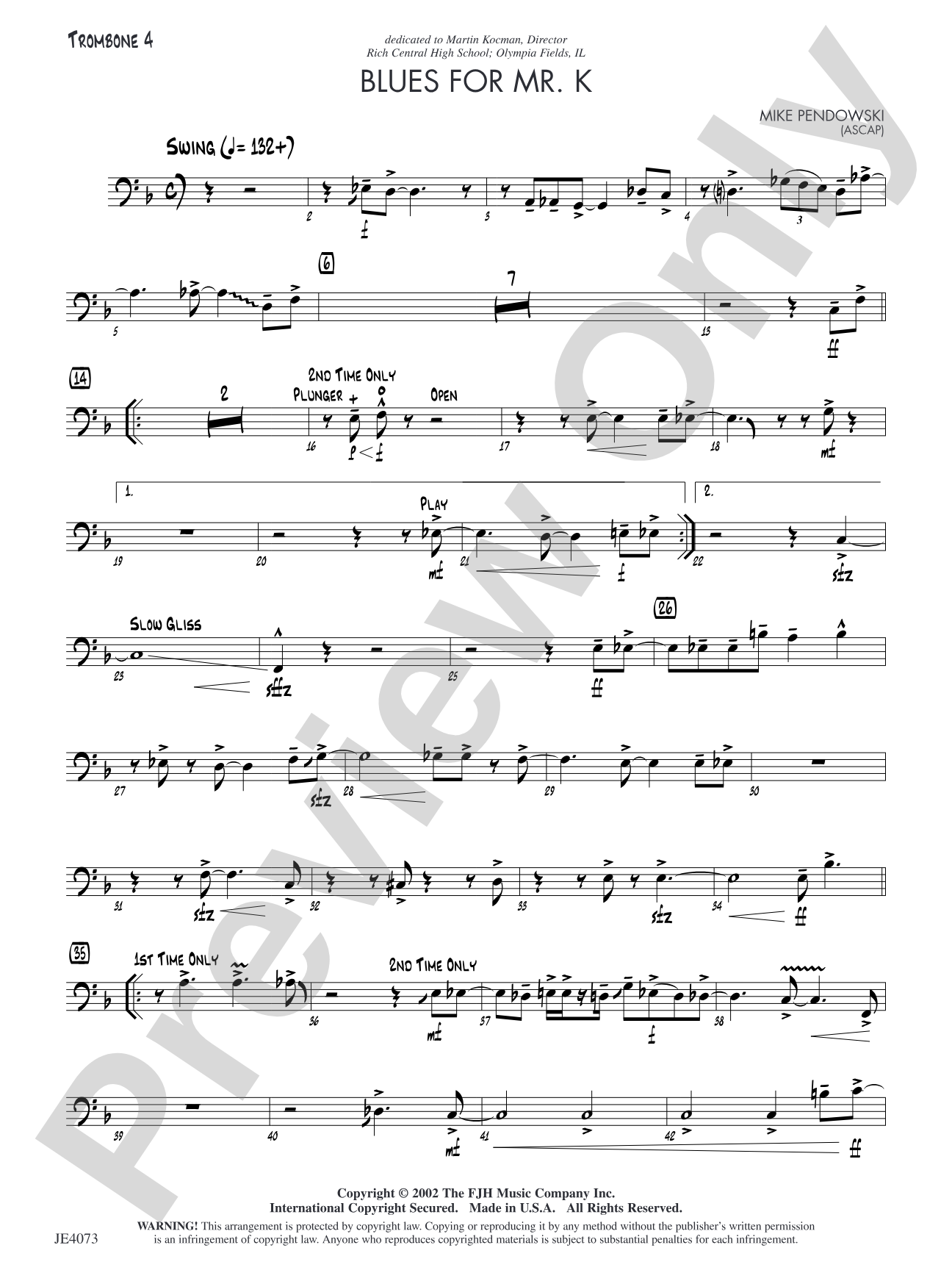Blues for Mr. K: Trombone 4