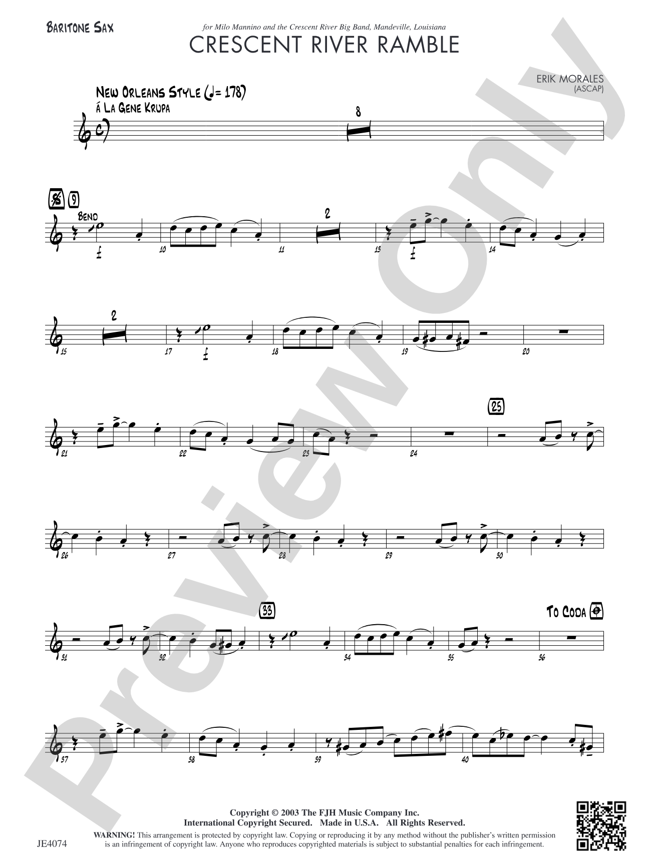 Crescent River Ramble: Baritone Sax