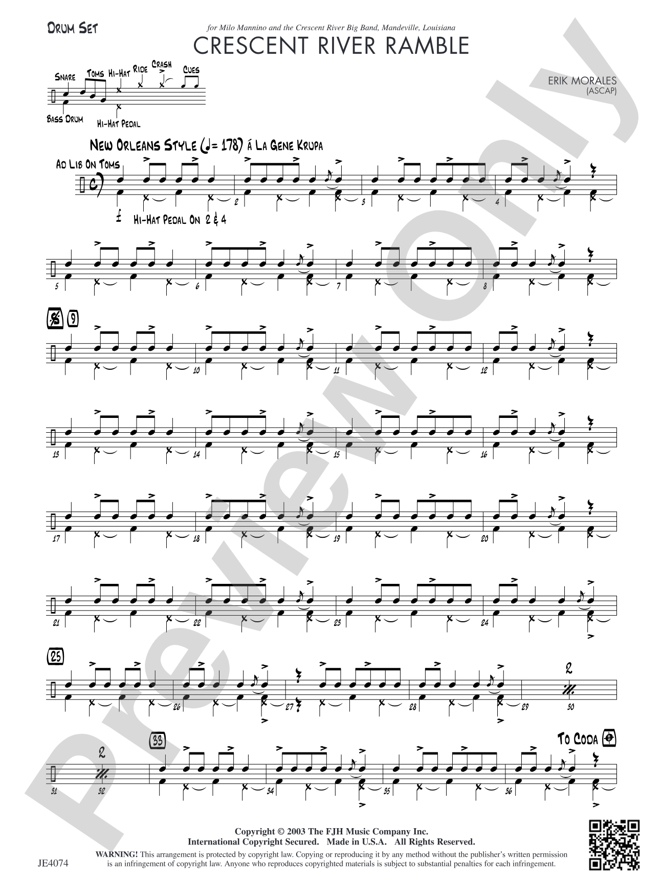 Crescent River Ramble: Drum Set