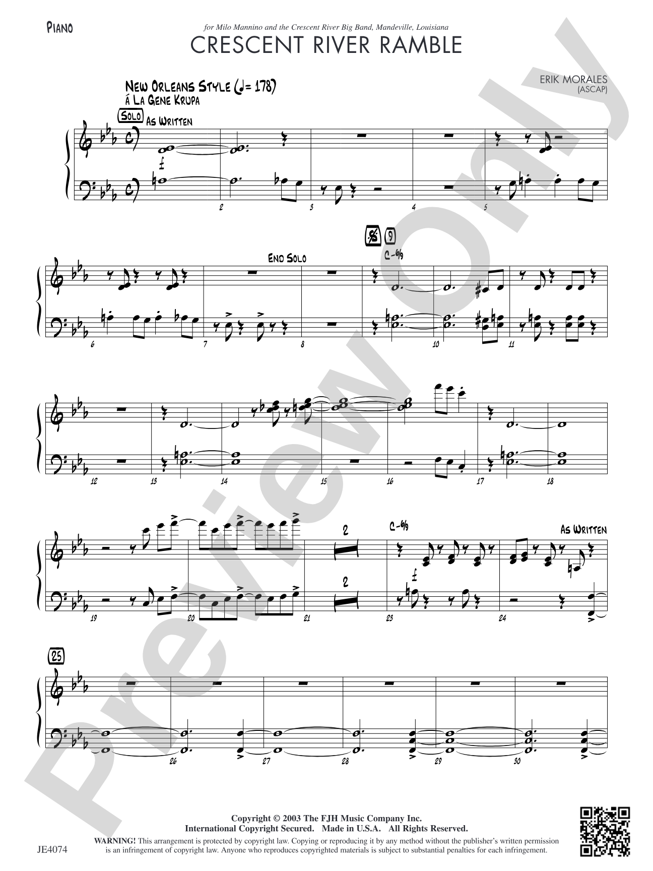 Crescent River Ramble: Piano