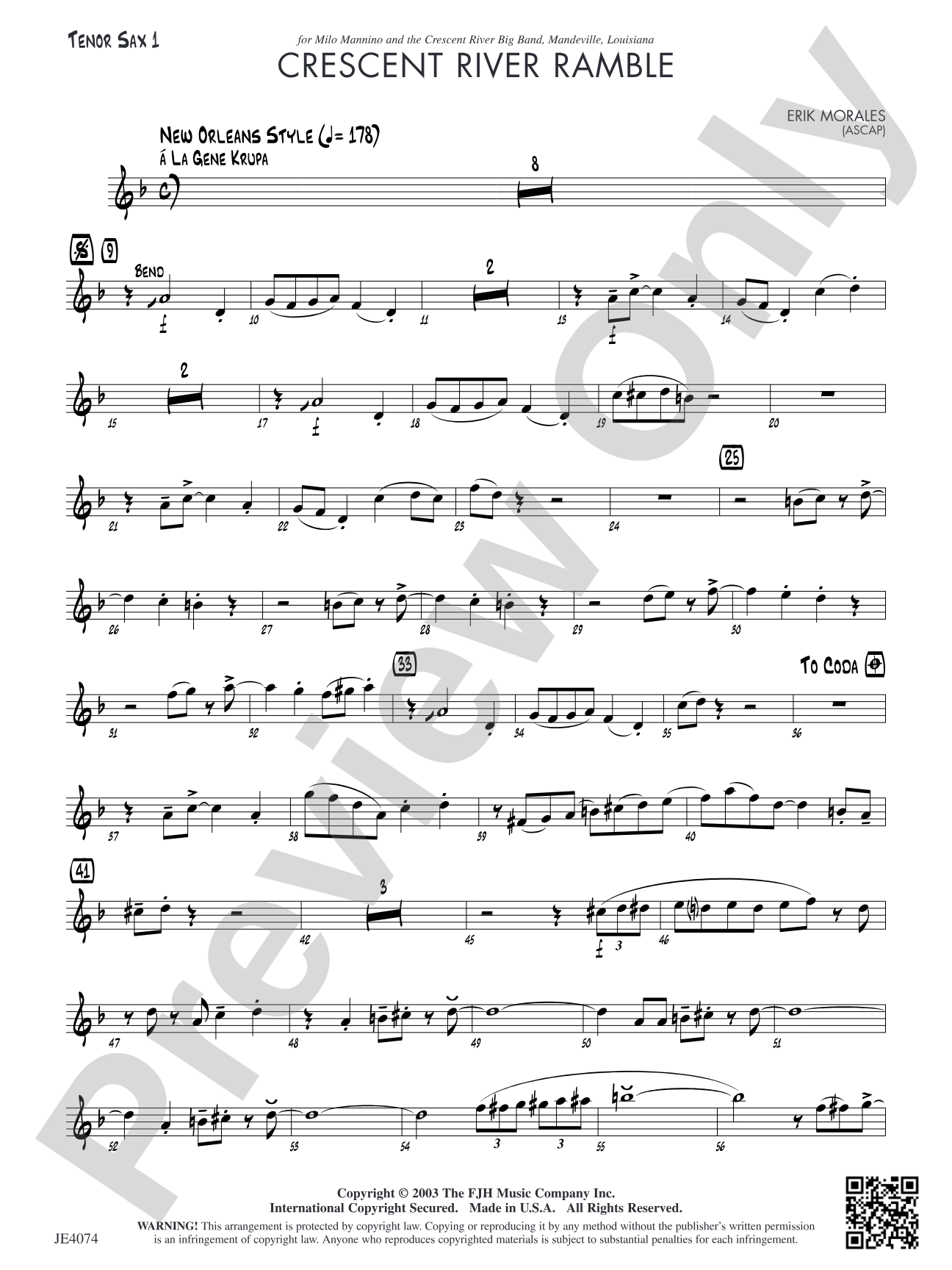 Crescent River Ramble: Tenor Sax 1