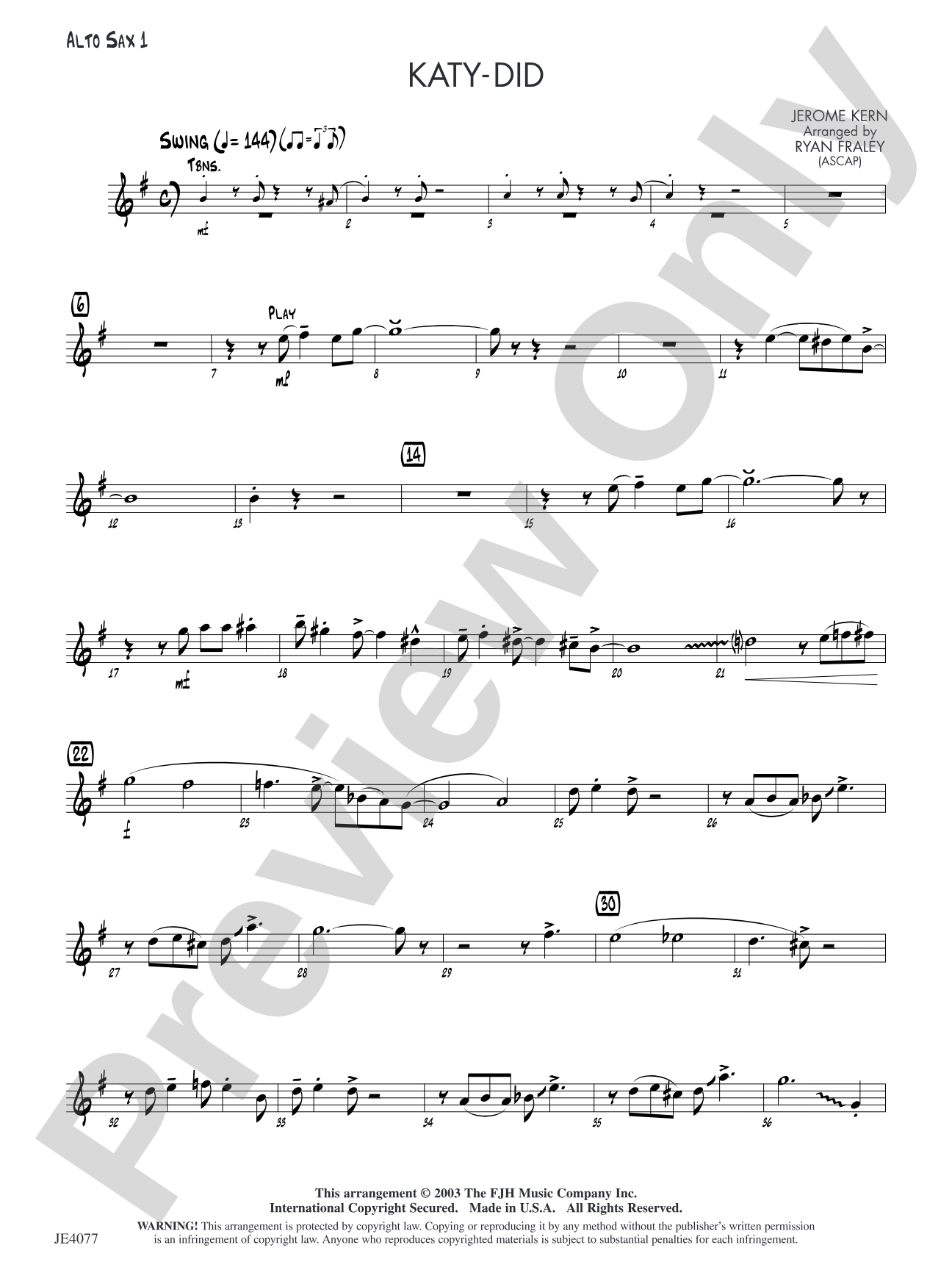 Katy-Did: Alto Sax 1