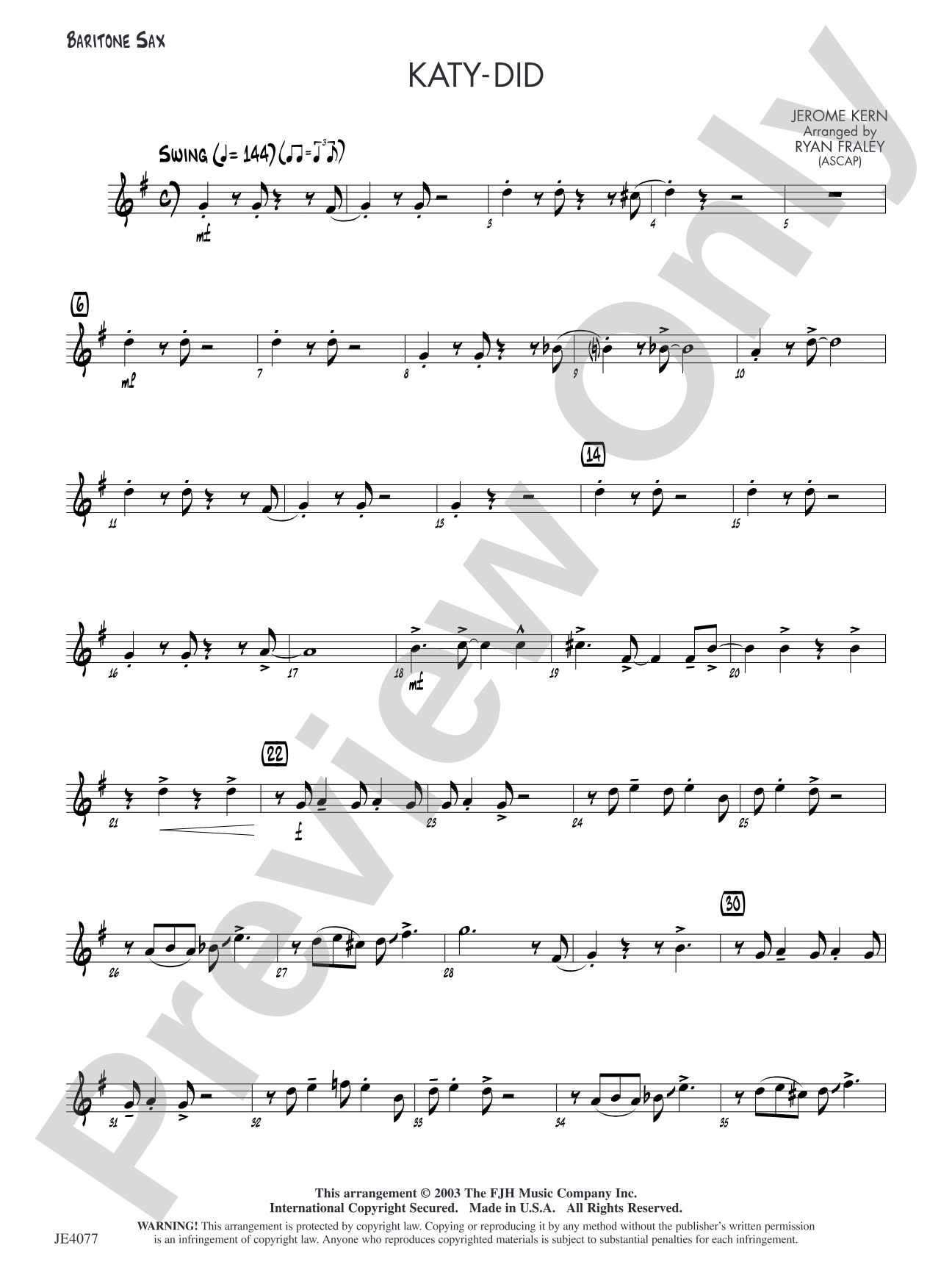 Katy-Did: Optional Baritone Sax