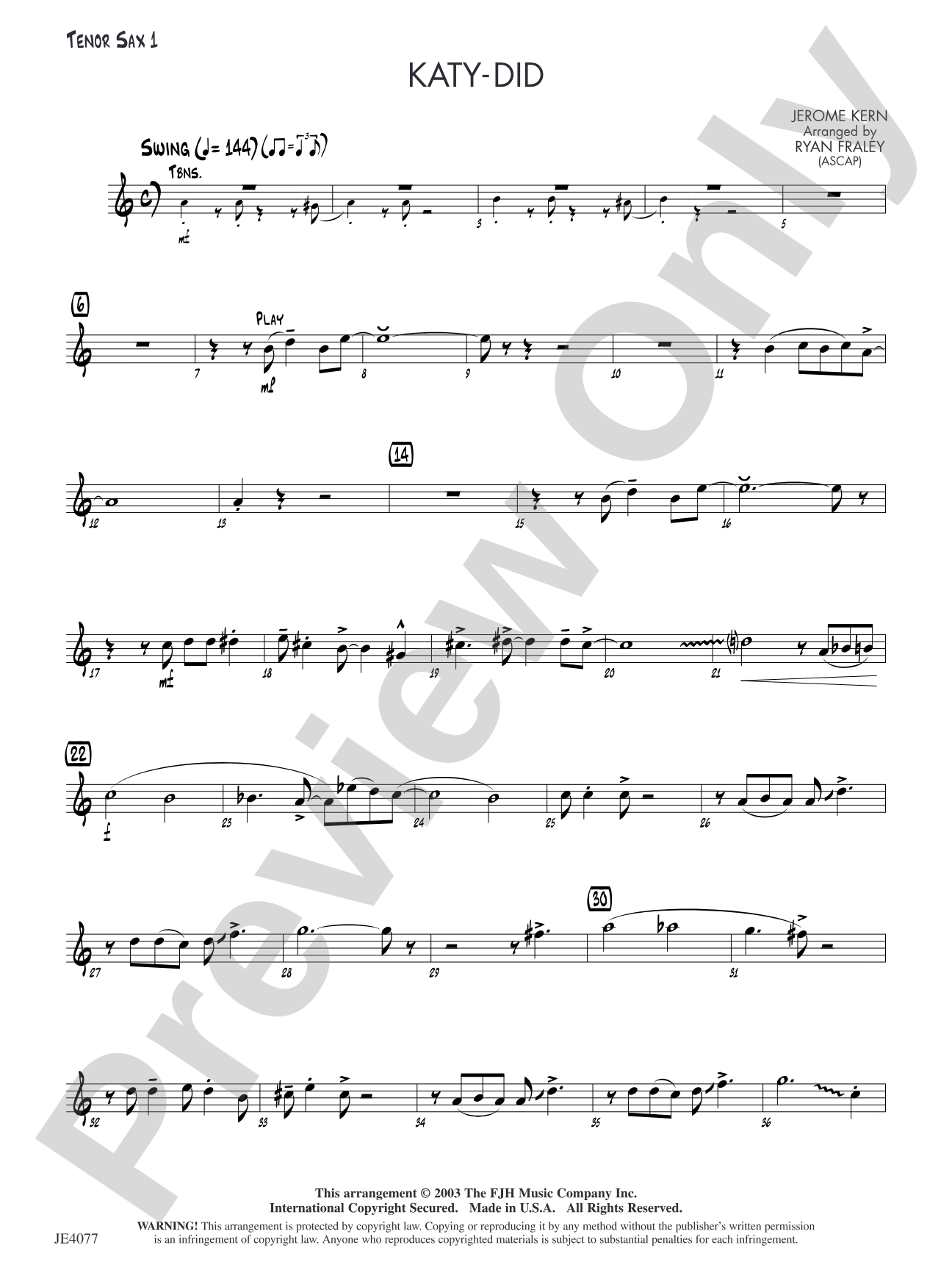 Katy-Did: Tenor Sax 1