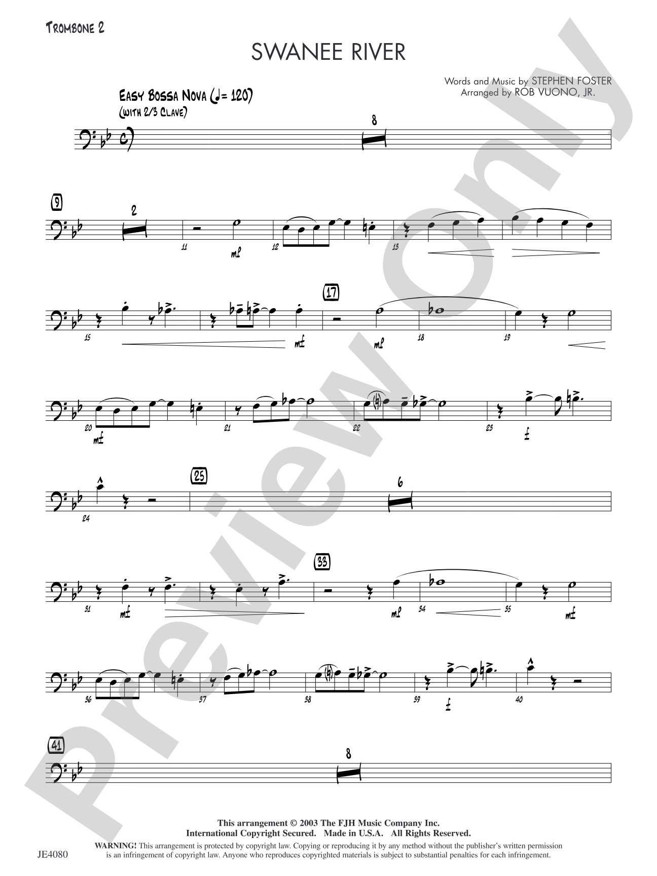 Swanee River: Optional Trombone 2