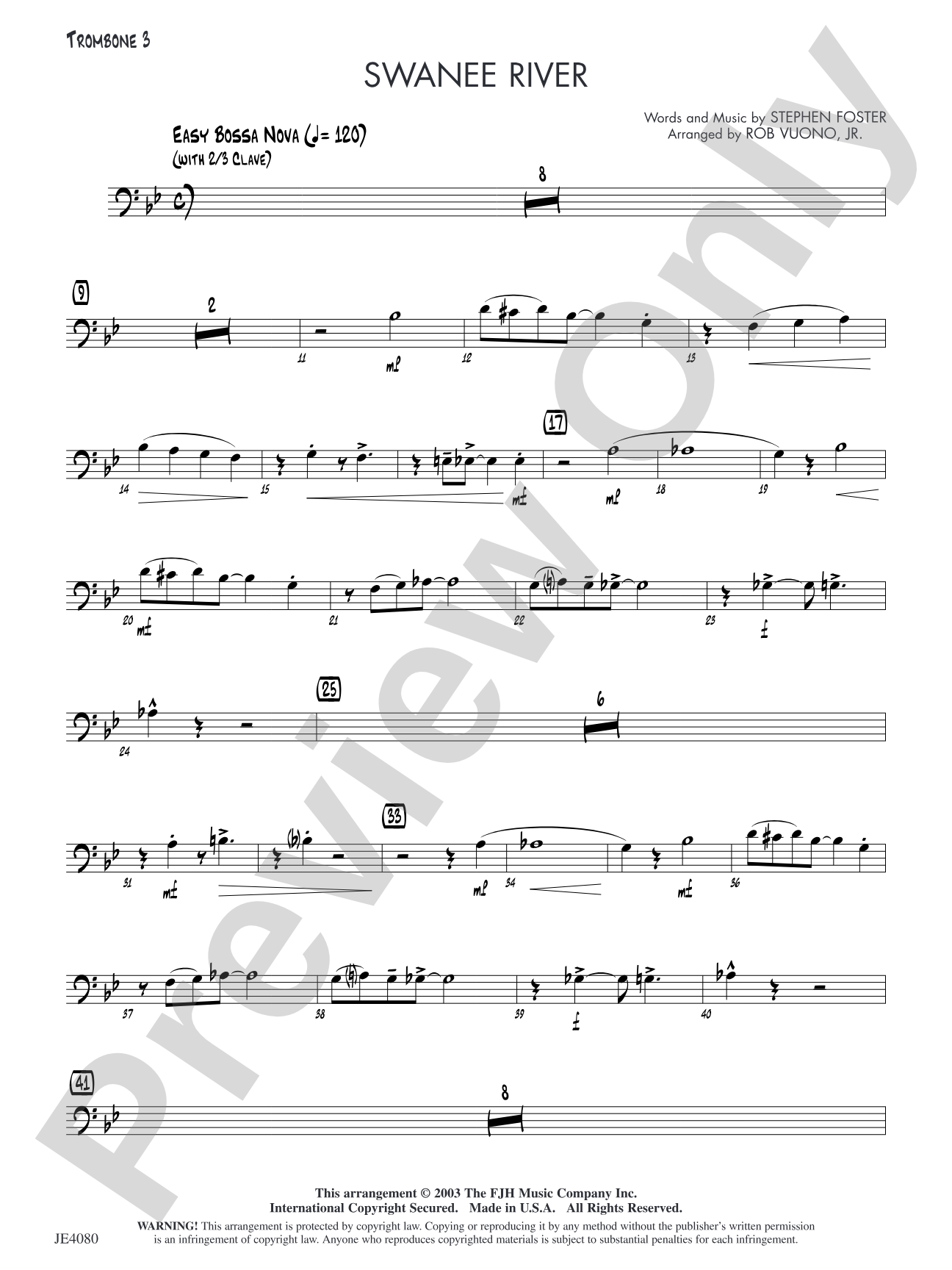 Swanee River: Optional Trombone 3