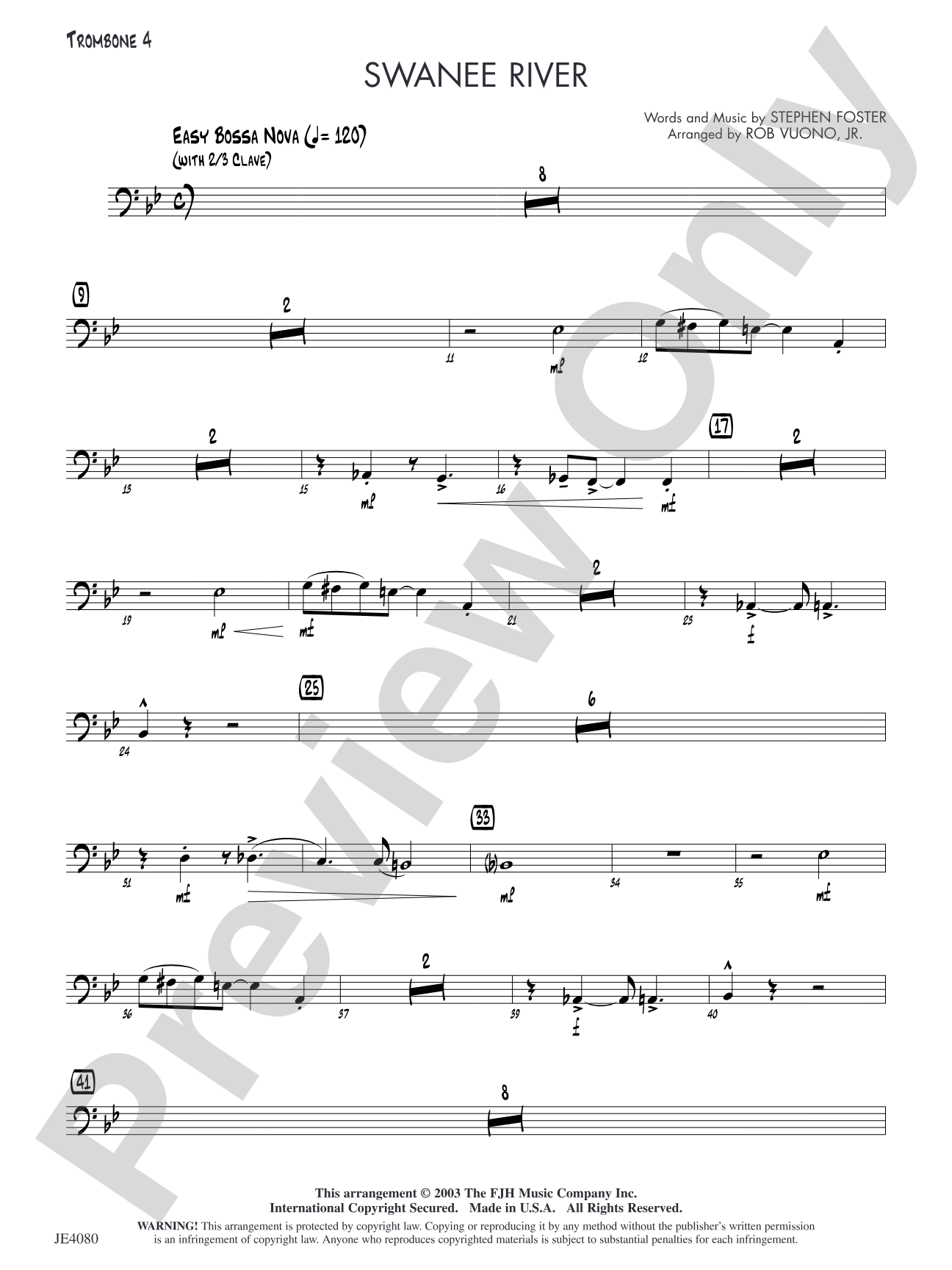 Swanee River: Optional Trombone 4
