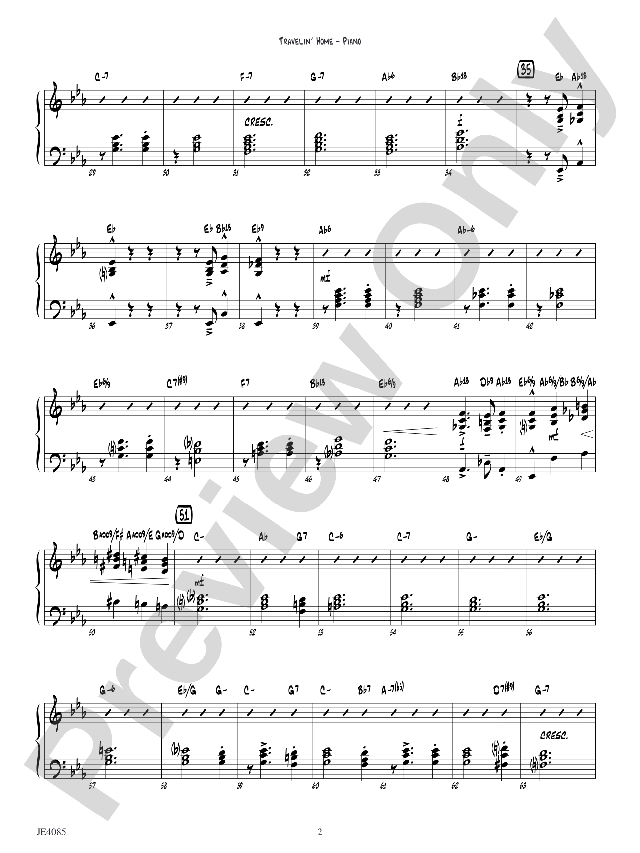 Travelin' Home: Piano