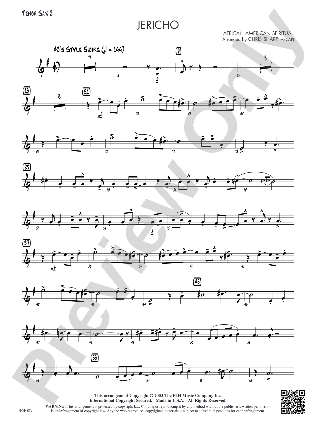 Jericho: Tenor Sax 2