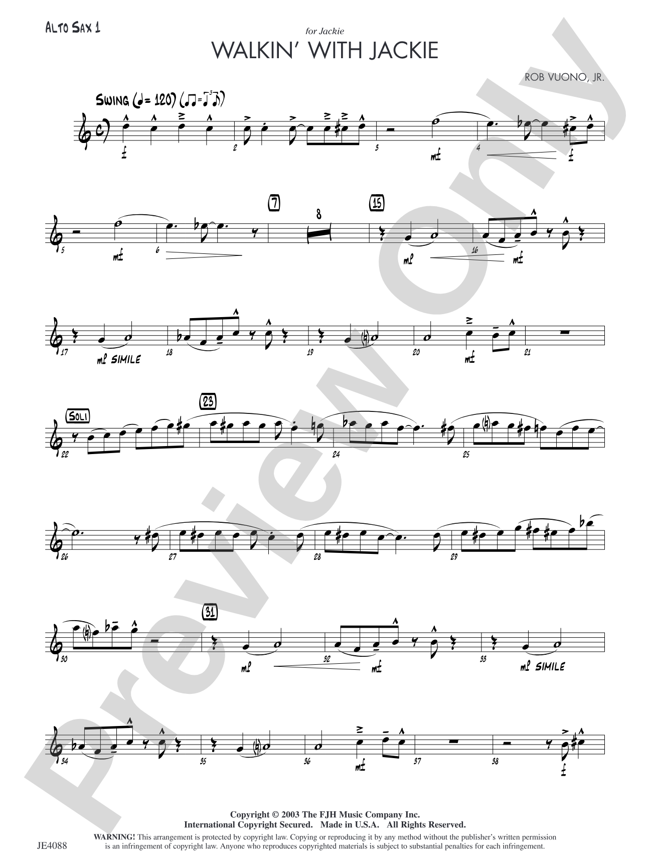Walkin' with Jackie: Alto Sax 1