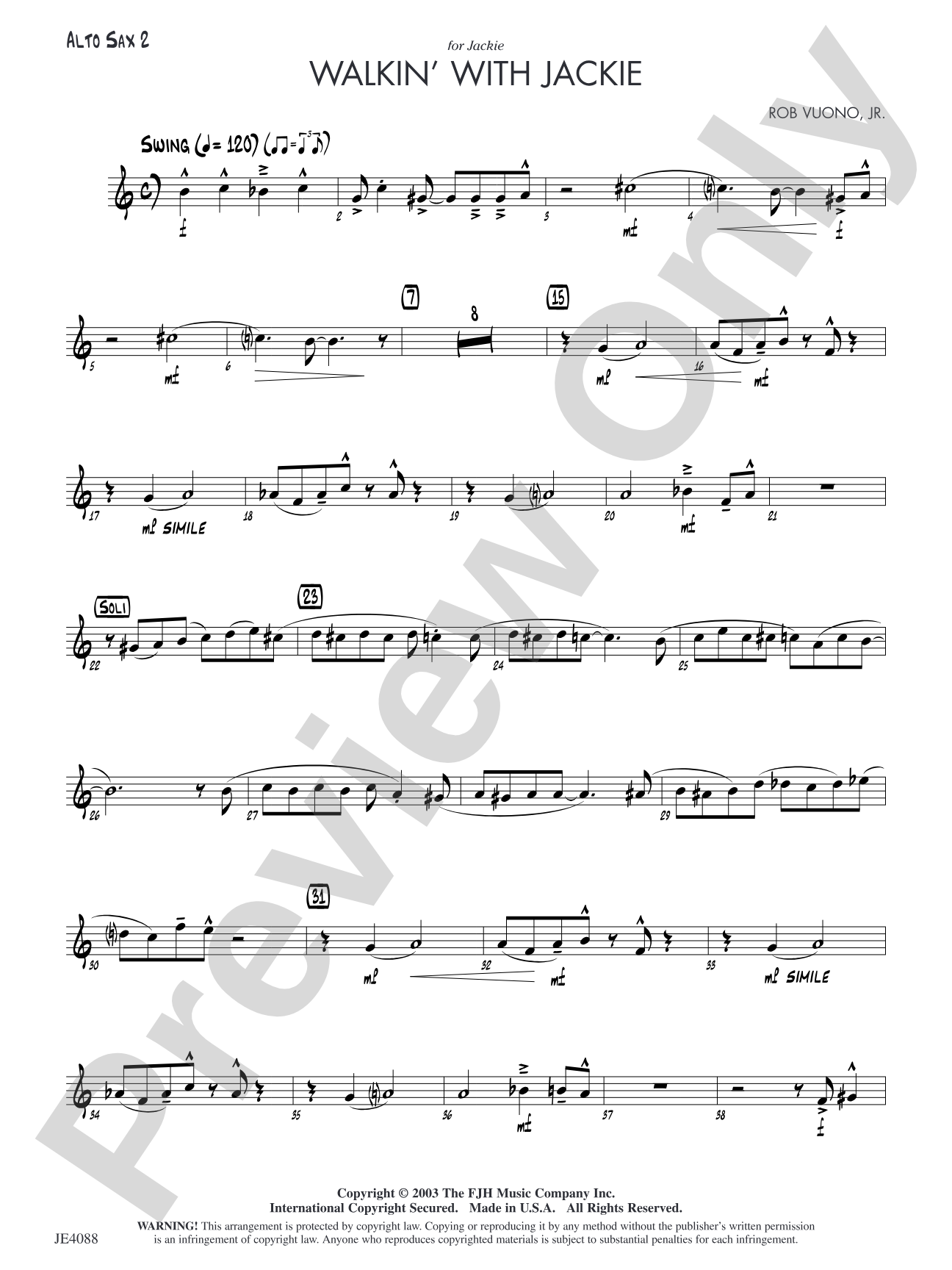 Walkin' with Jackie: Alto Sax 2