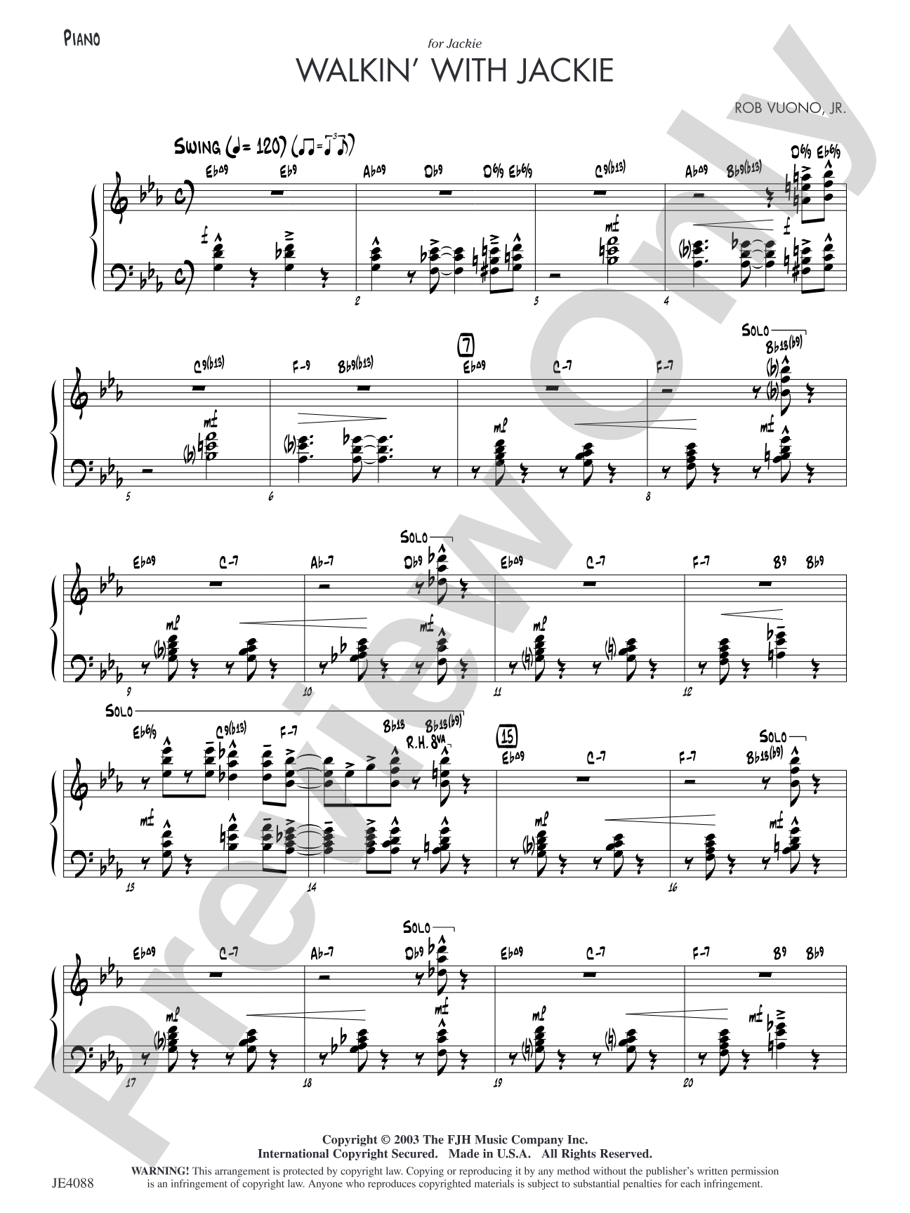 Walkin' with Jackie: Piano