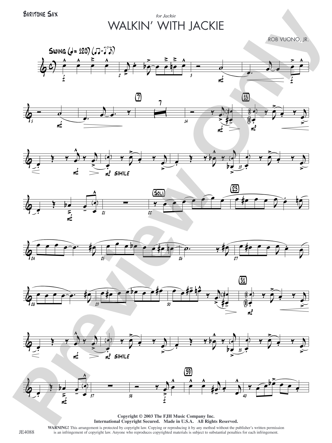 Walkin' with Jackie: Optional Baritone Sax