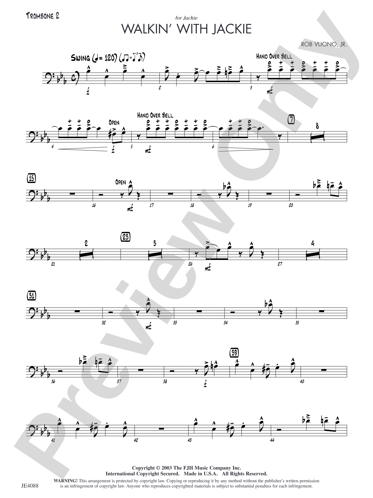 Walkin' with Jackie: Optional Trombone 2
