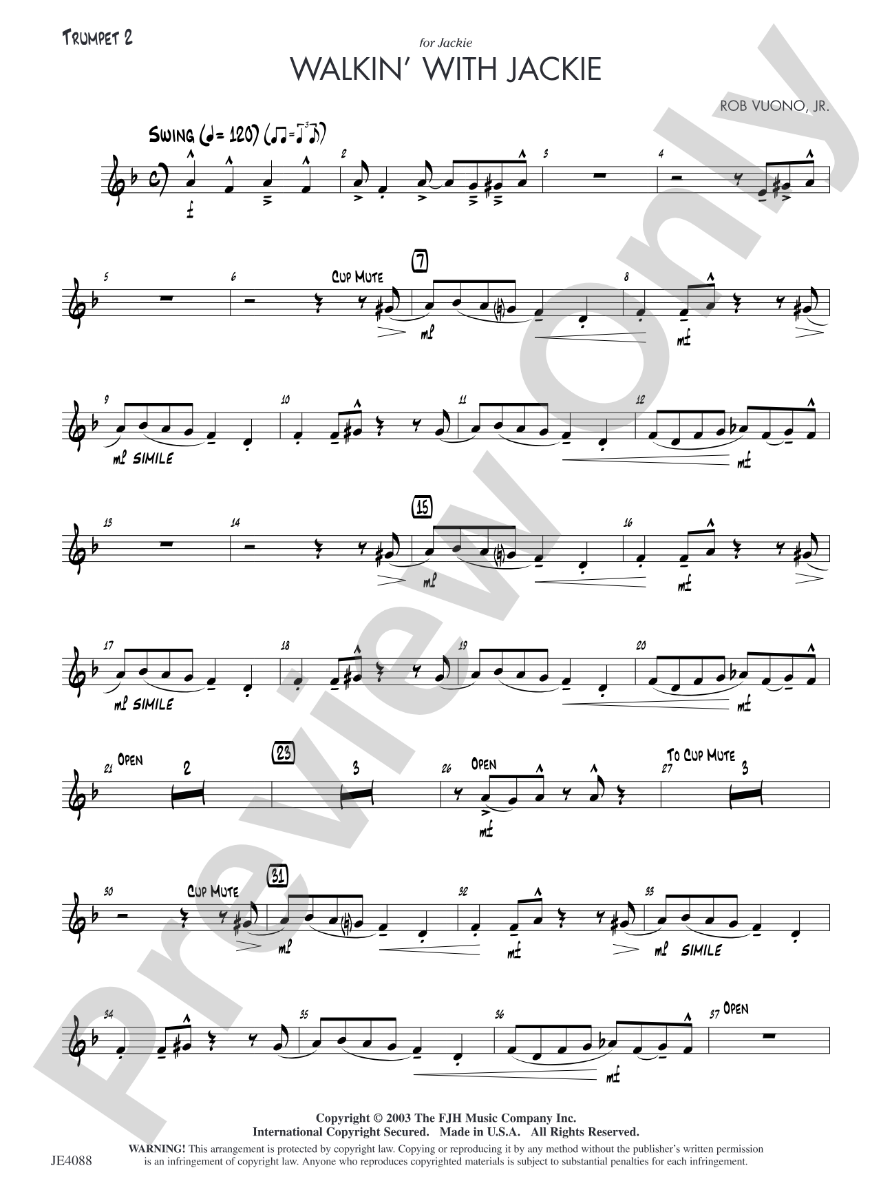 Walkin' with Jackie: Trumpet 2