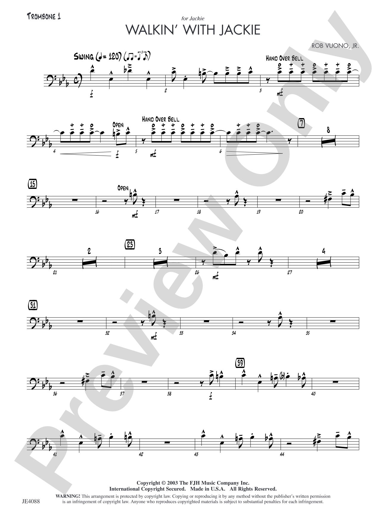 Walkin' with Jackie: Trombone 1