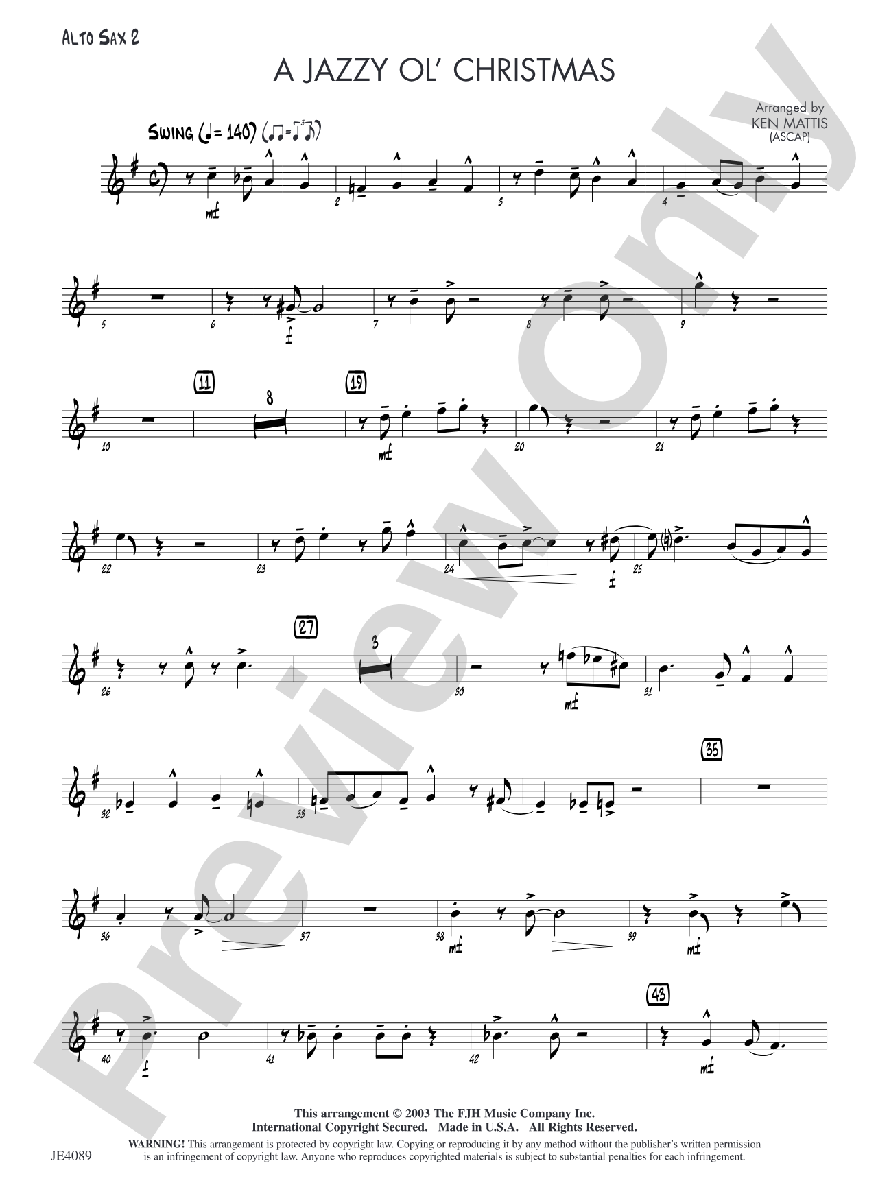 A Jazzy Ol' Christmas: Alto Sax 2