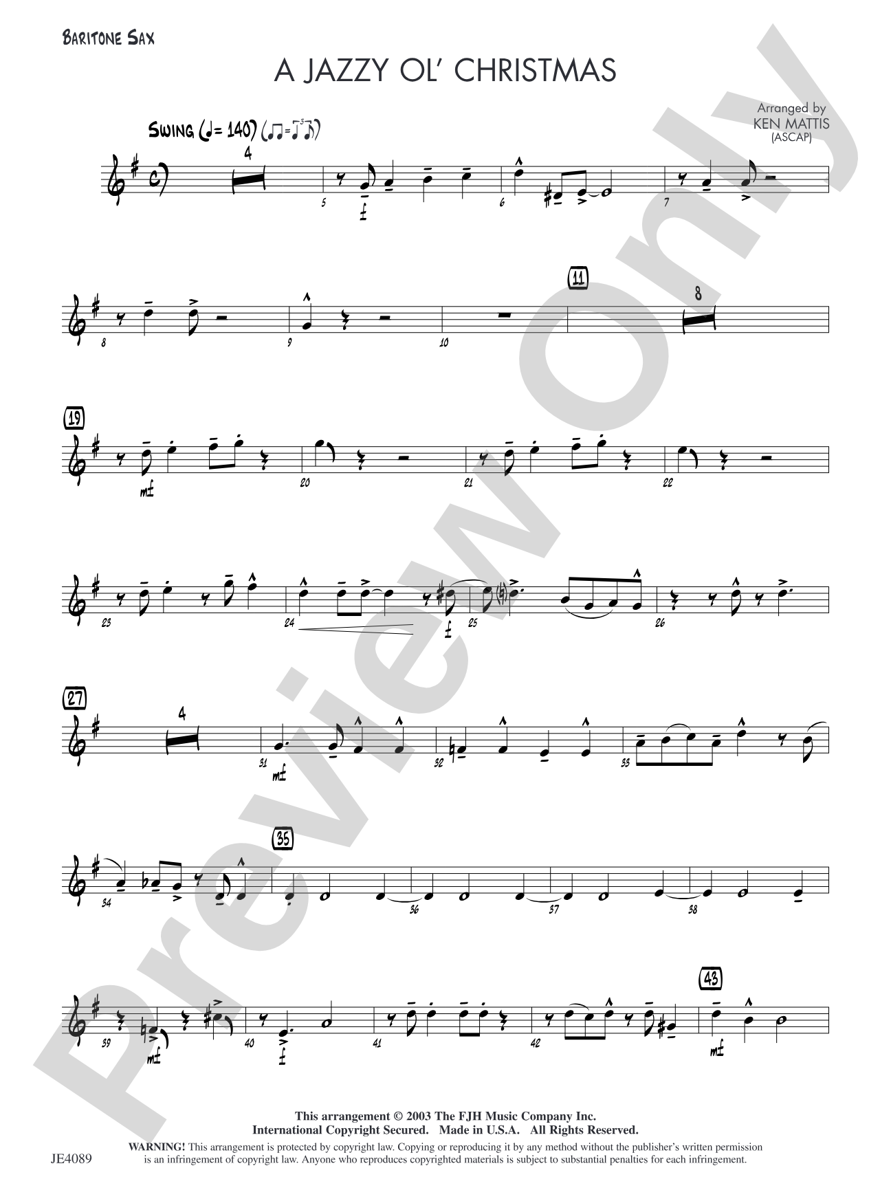 A Jazzy Ol' Christmas: Optional Baritone Sax