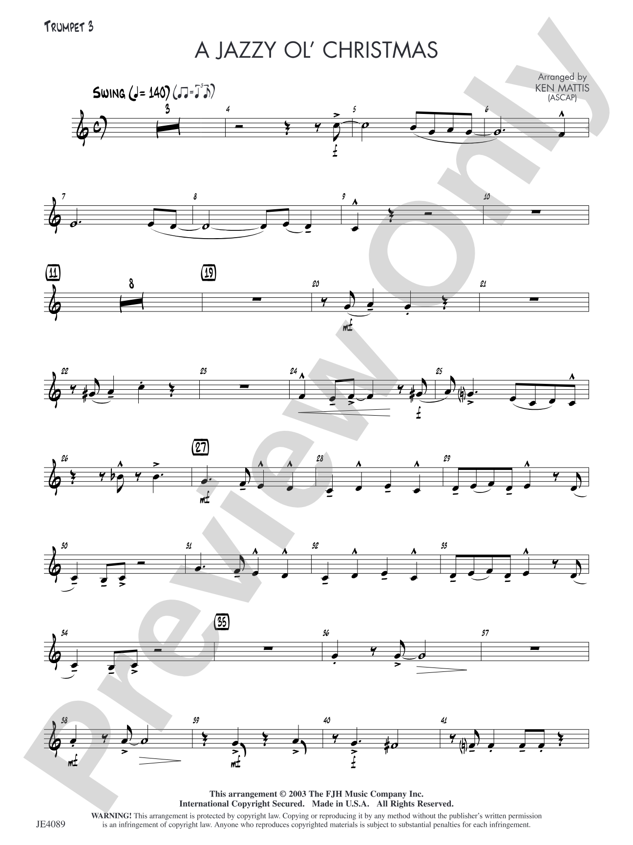 A Jazzy Ol' Christmas: Optional Trumpet 3