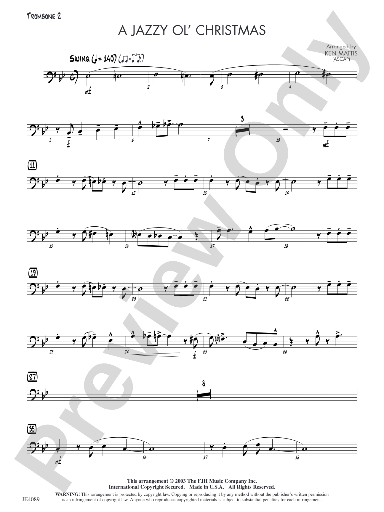 A Jazzy Ol' Christmas: Optional Trombone 2